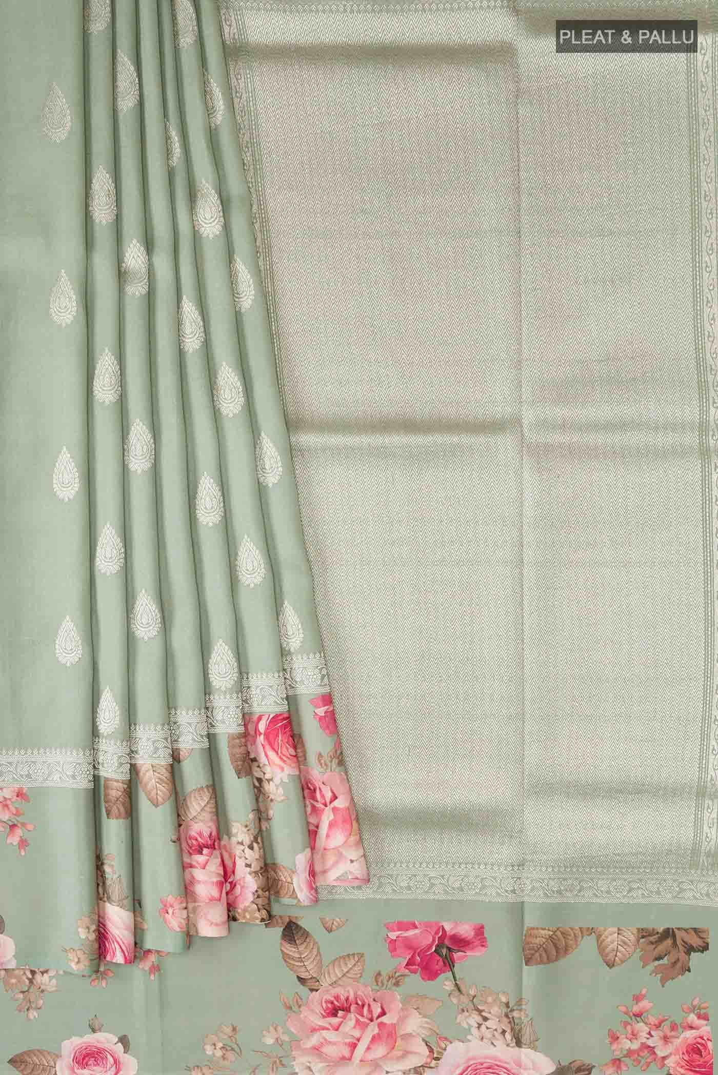 Green Tussar Silk Saree