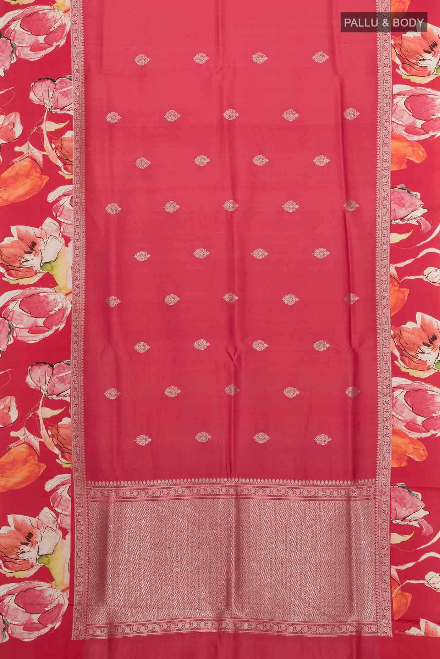 Red Tussar Silk Saree