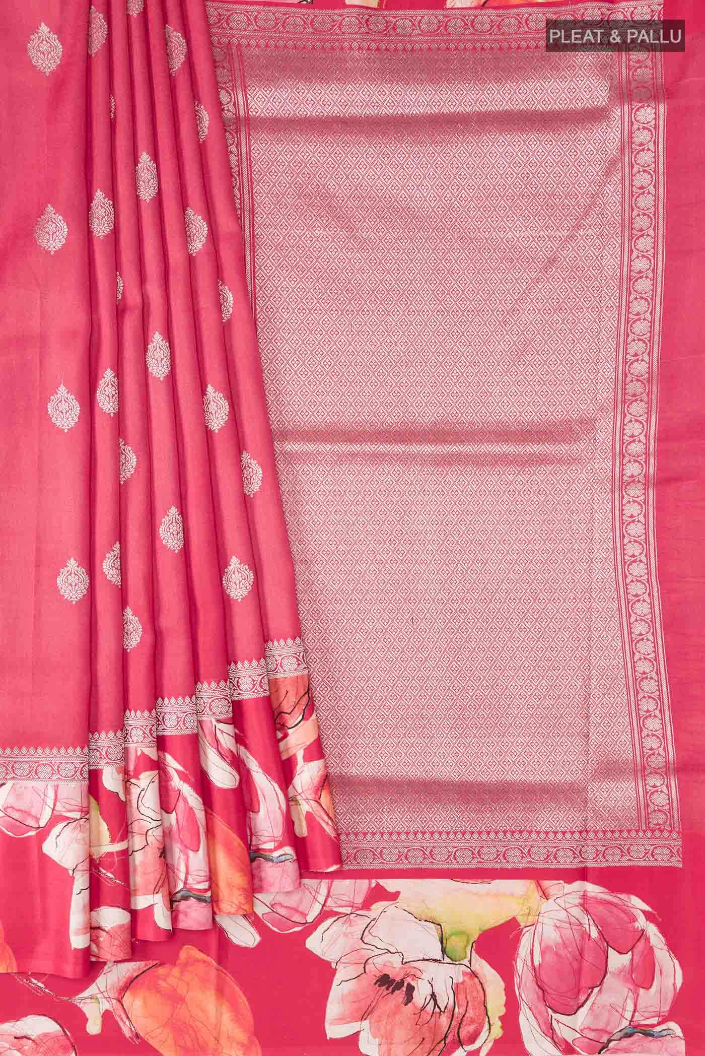 Red Tussar Silk Saree