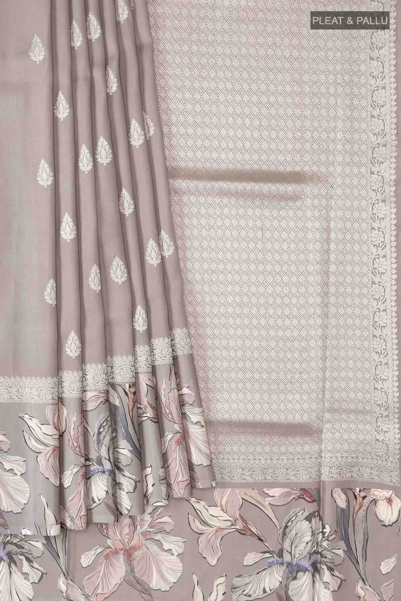Lavender Tussar Silk Saree