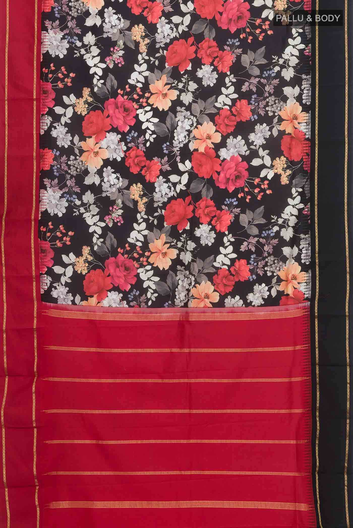 Black Printed Silk Saree