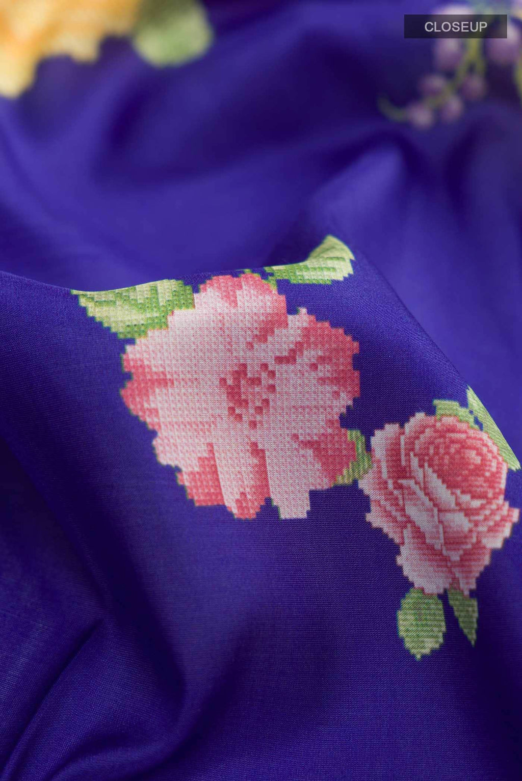 Blue Printed Silk Saree