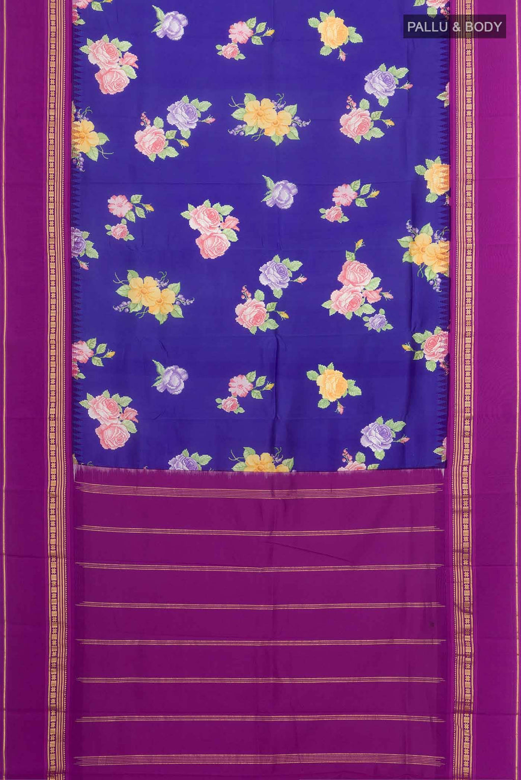 Blue Printed Silk Saree