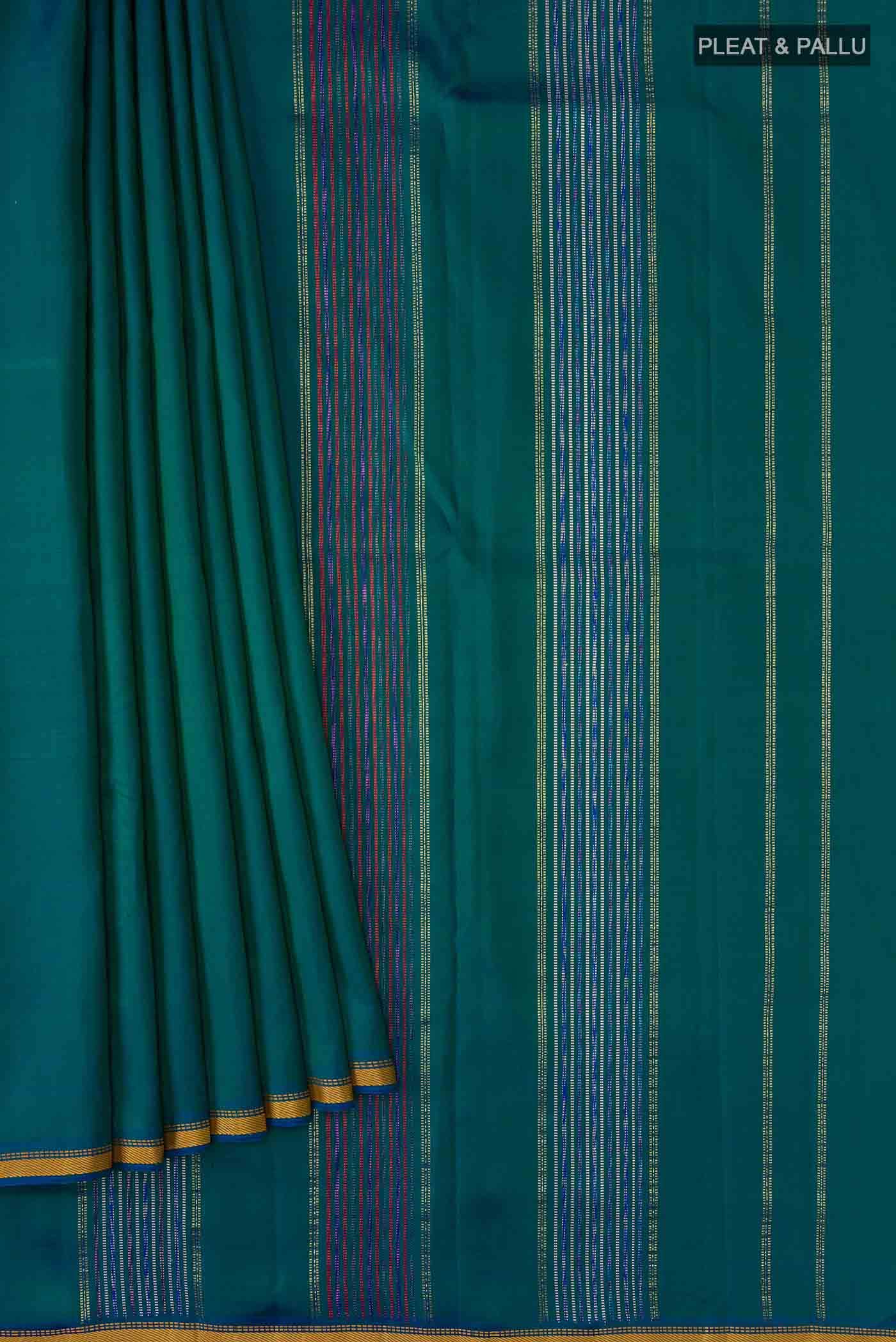 Green With Blue Dual Tone Kanchipuram Silk Saree
