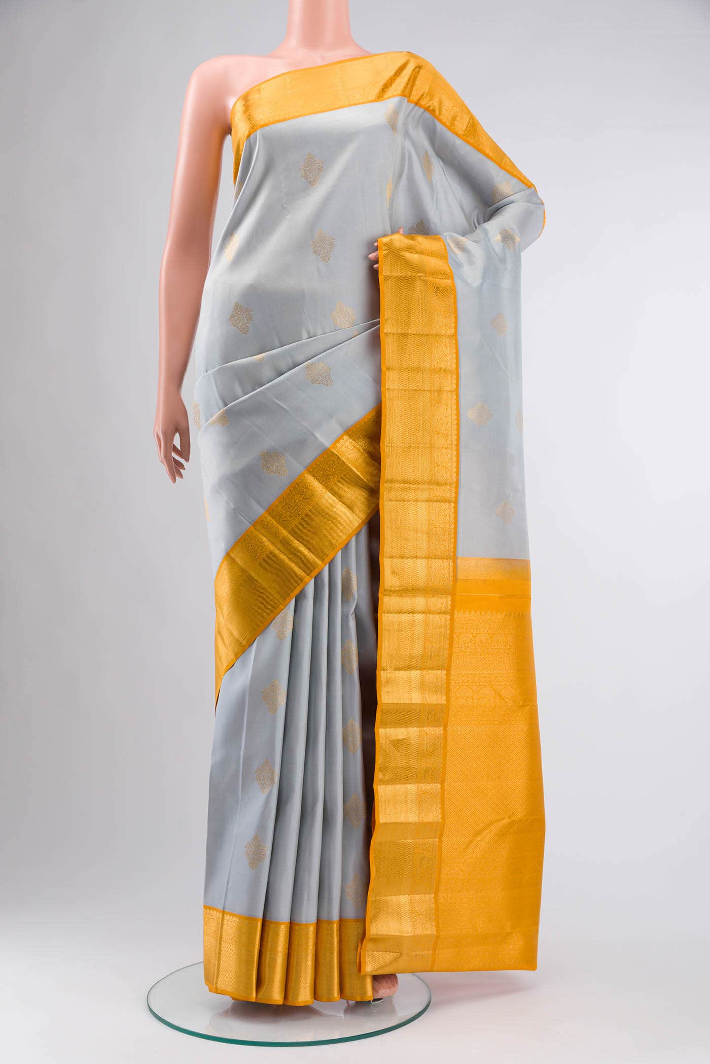 Grey Kanchipuram Silk Saree
