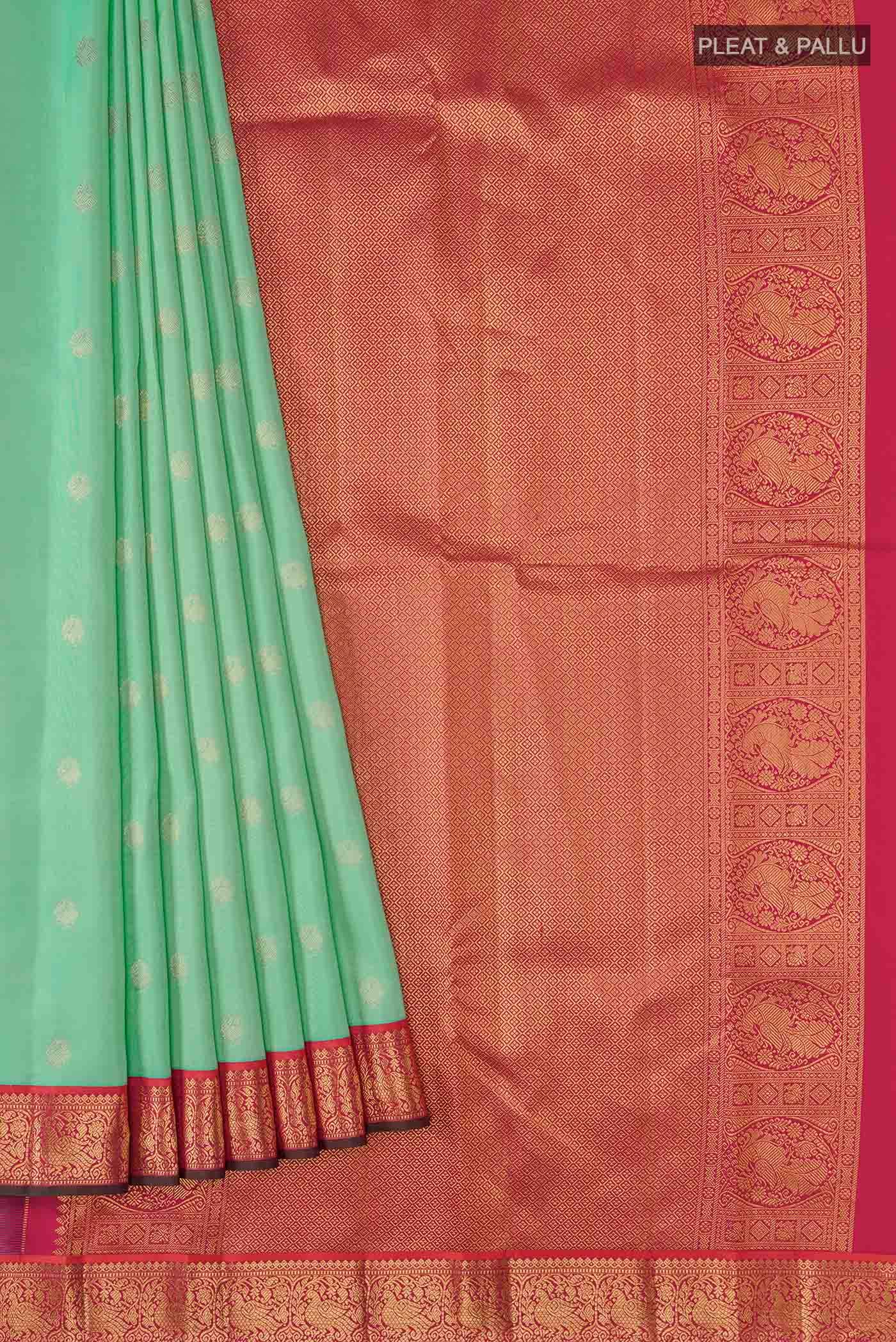 Mint Green Kanchipuram Silk Saree