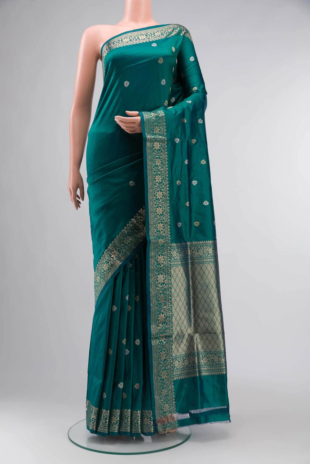 Blue with Green Dual Tone Banarasi Katan Silk Saree