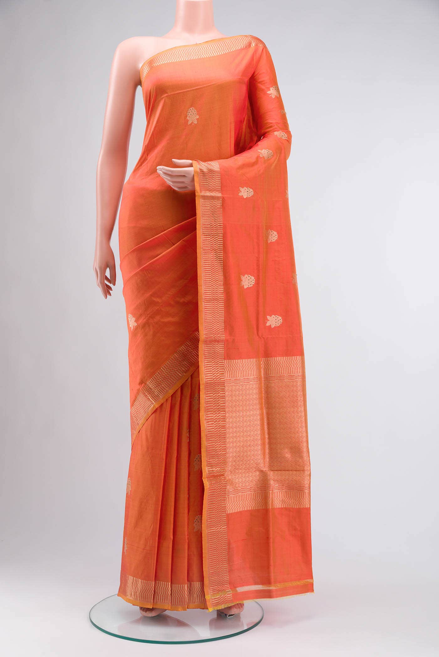 Orange Banarasi Katan Silk Saree