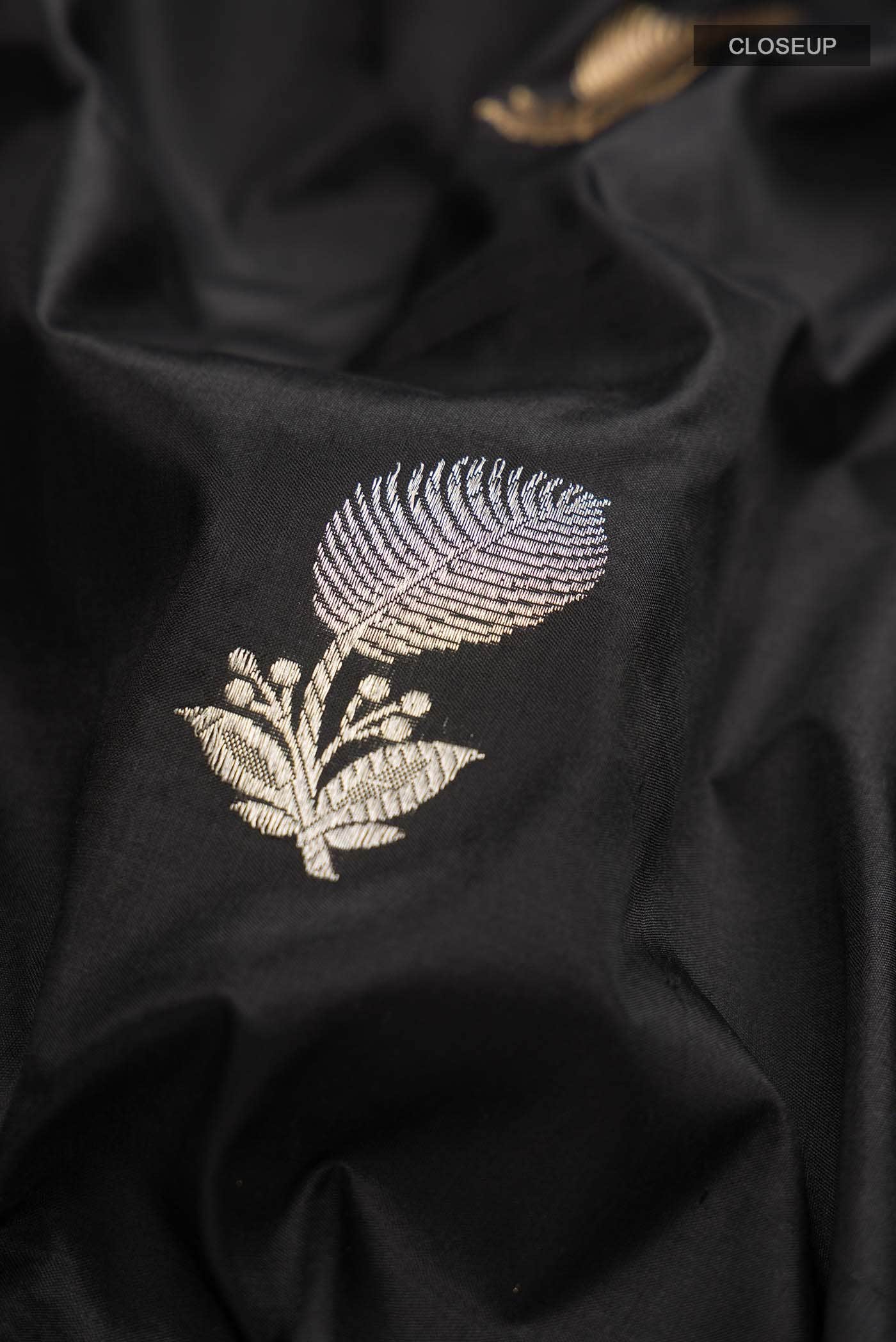 Black Banarasi Katan Silk Saree