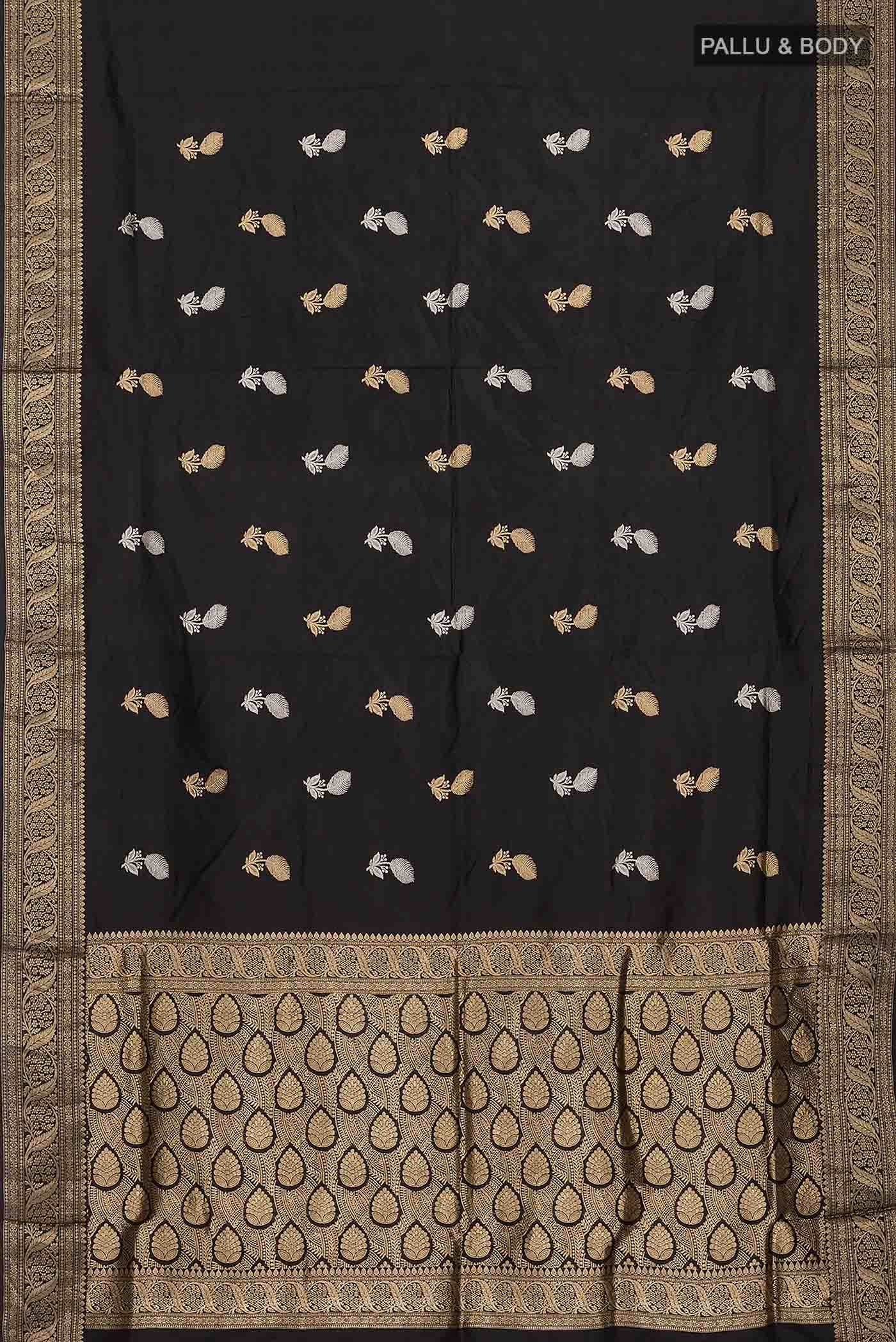 Black Banarasi Katan Silk Saree