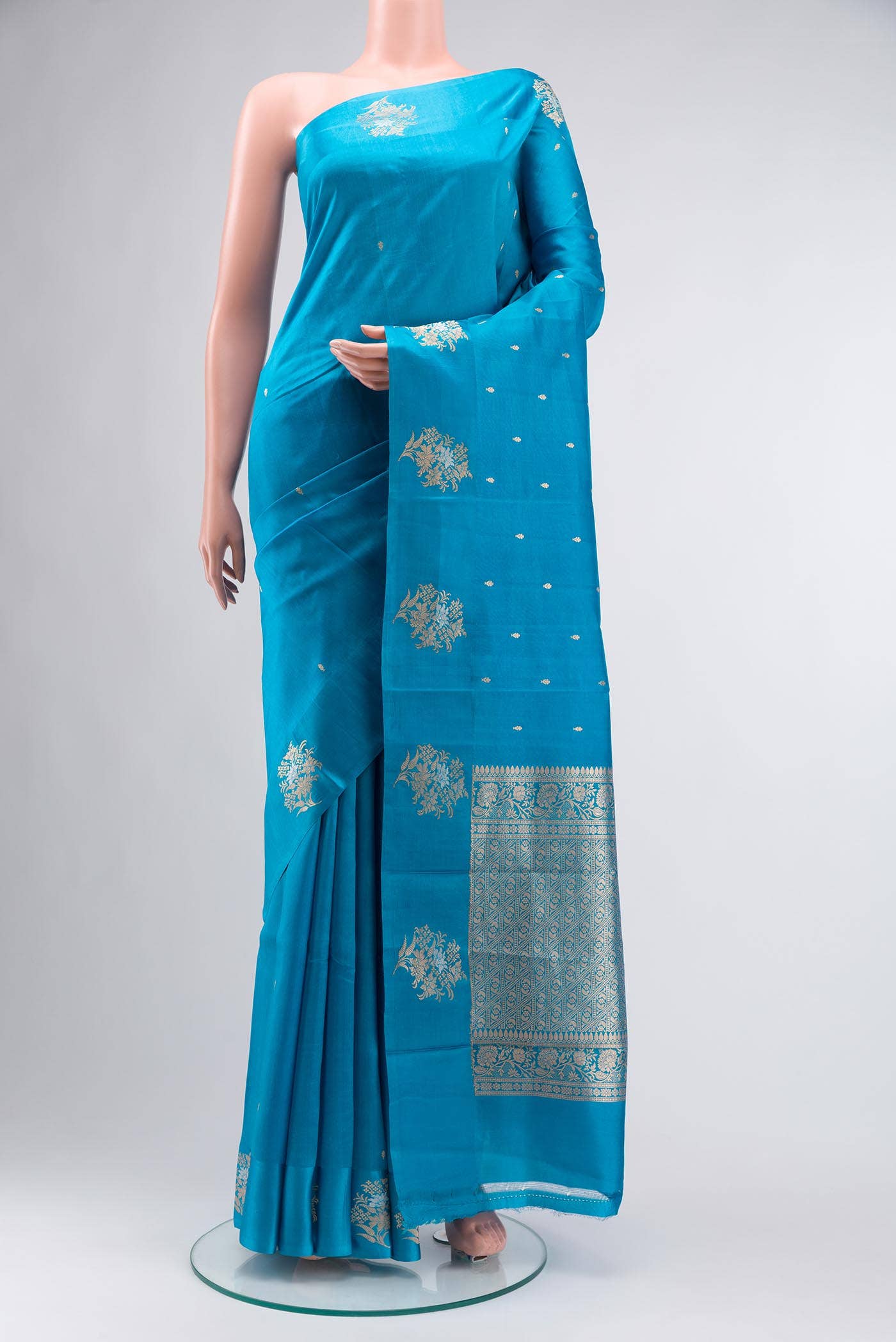 Blue Banarasi Katan Silk Saree