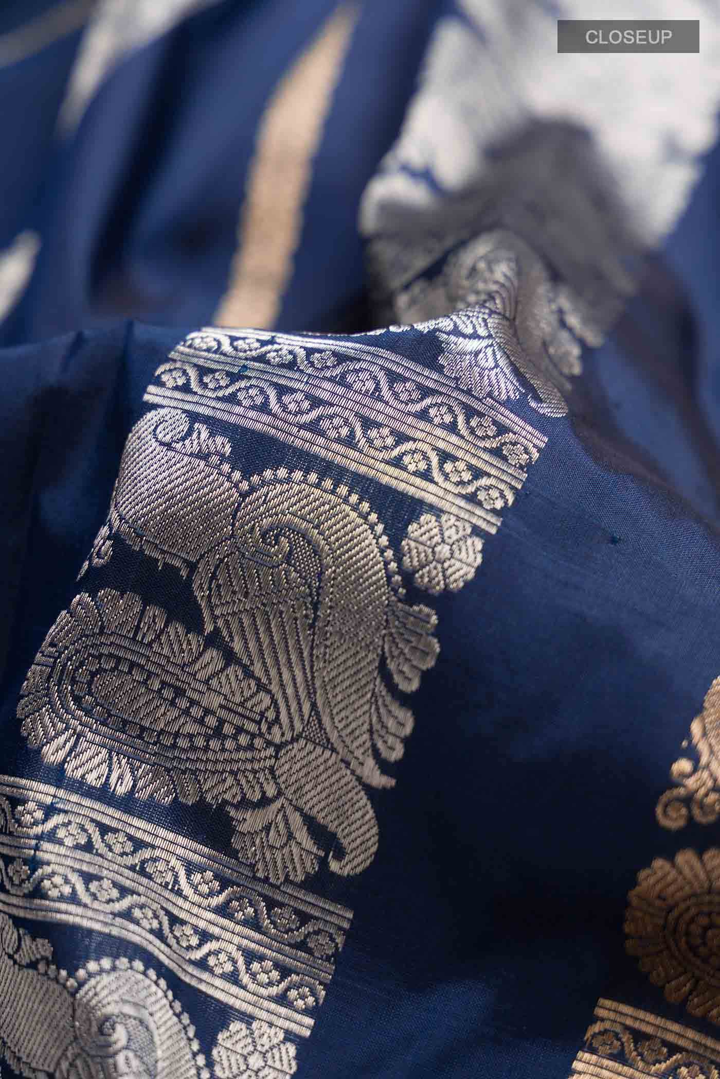 Blue Banarasi Katan Silk Saree