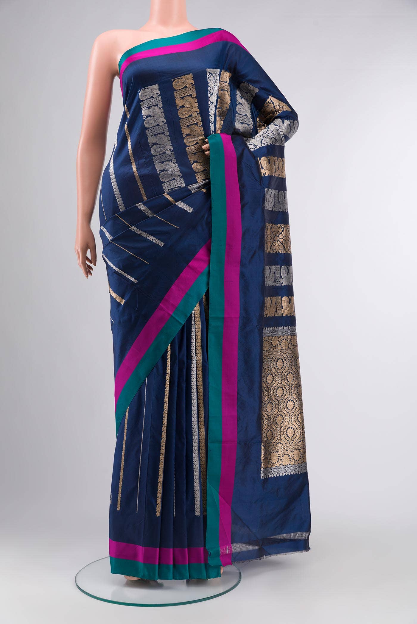 Blue Banarasi Katan Silk Saree