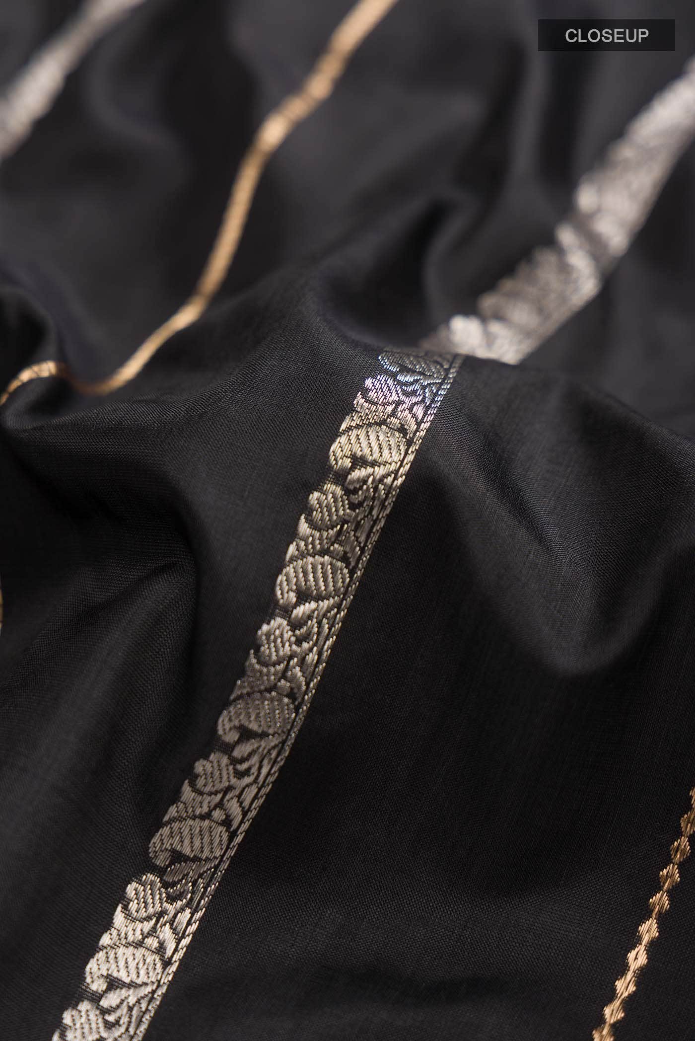Black Banarasi Katan Silk Saree