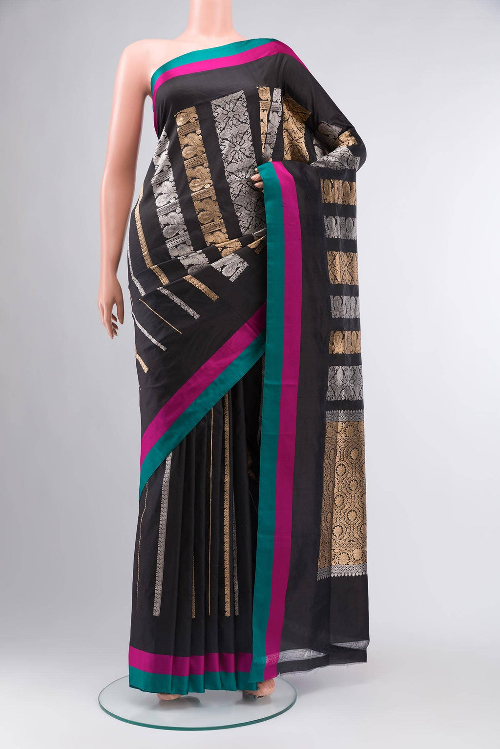 Black Banarasi Katan Silk Saree