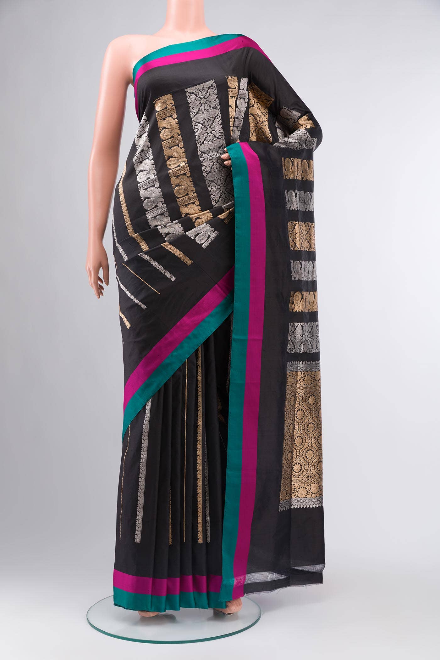 Black Banarasi Katan Silk Saree