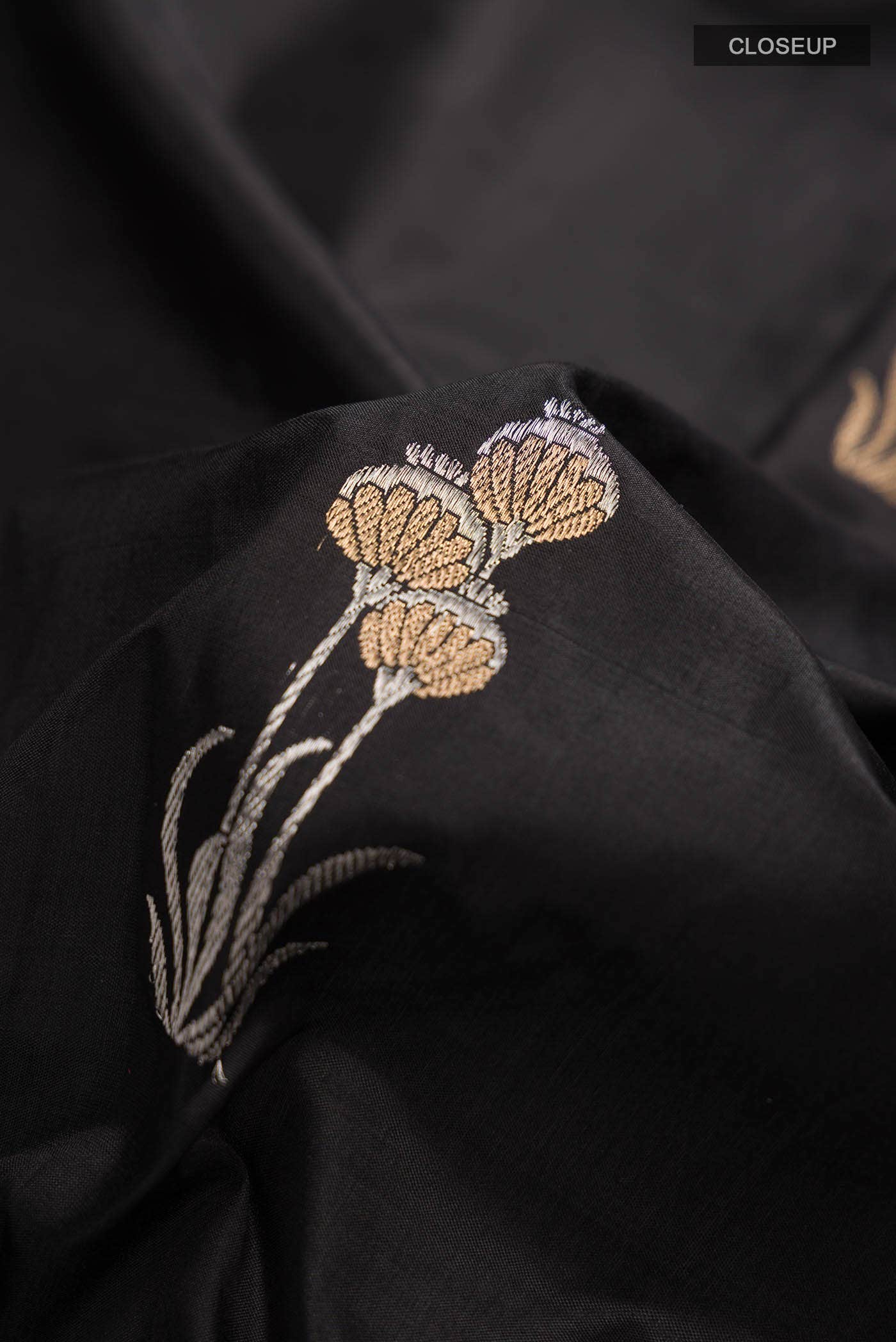 Black Banarasi Katan Silk Saree