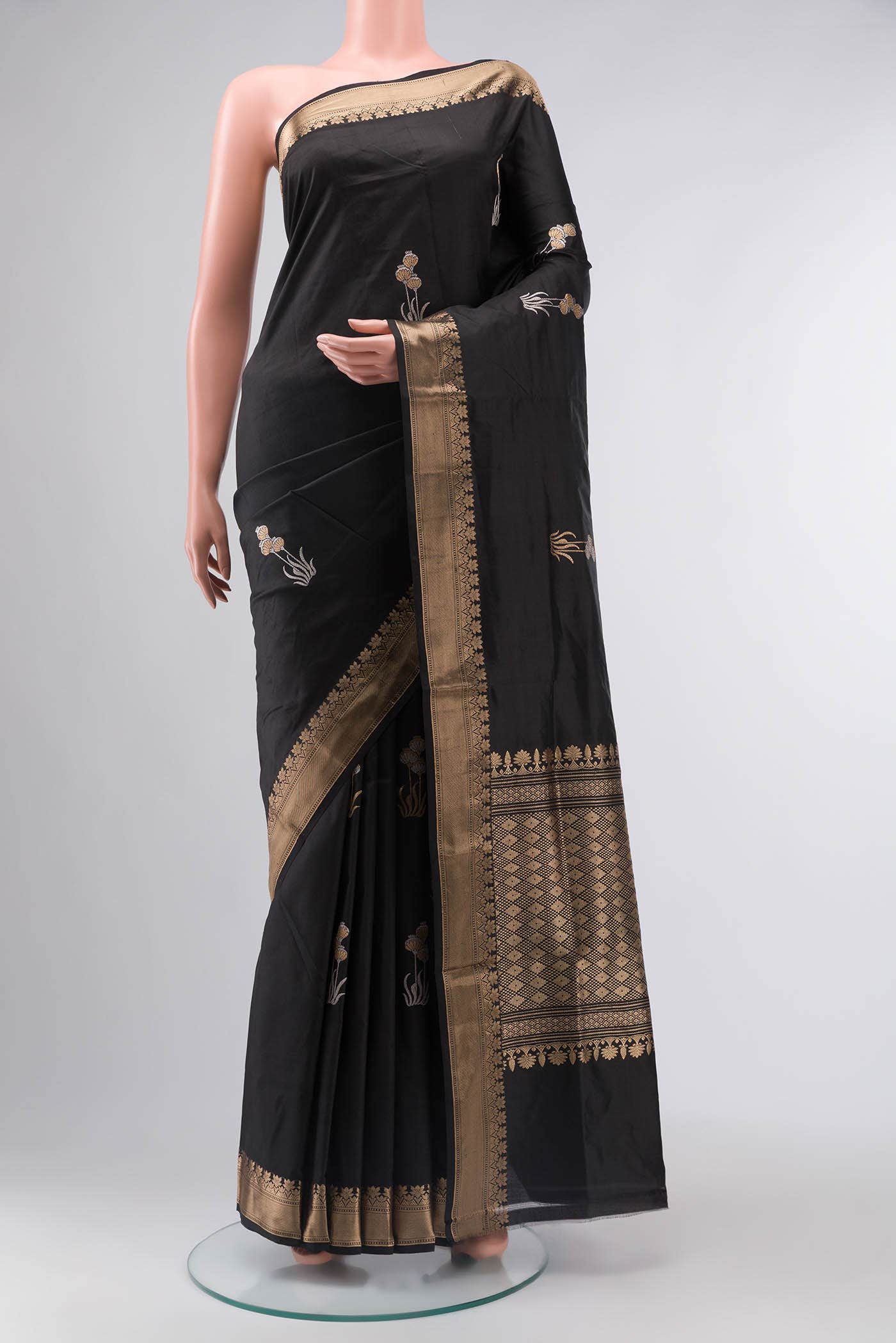Black Banarasi Katan Silk Saree