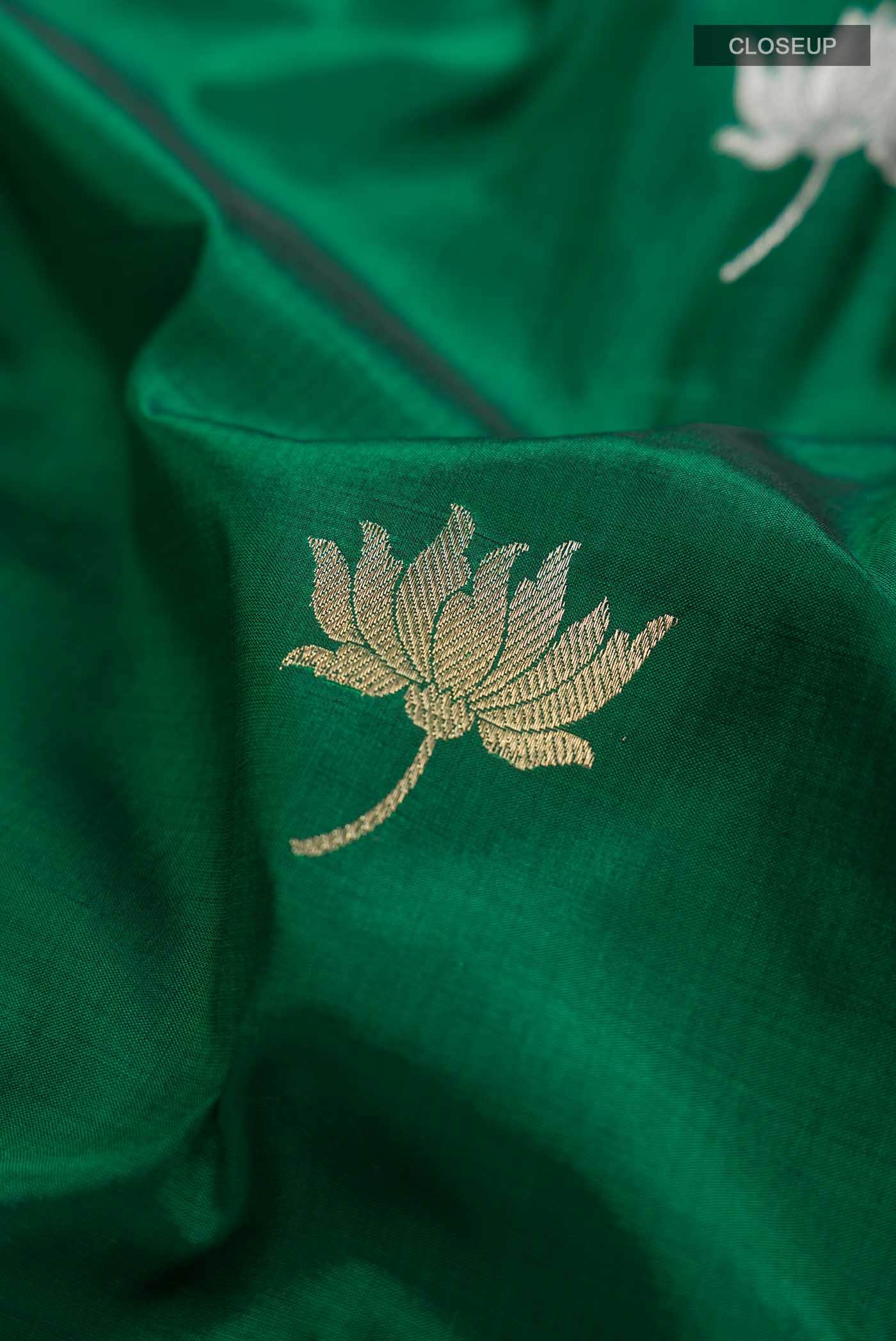 Green Banarasi Katan Silk Saree