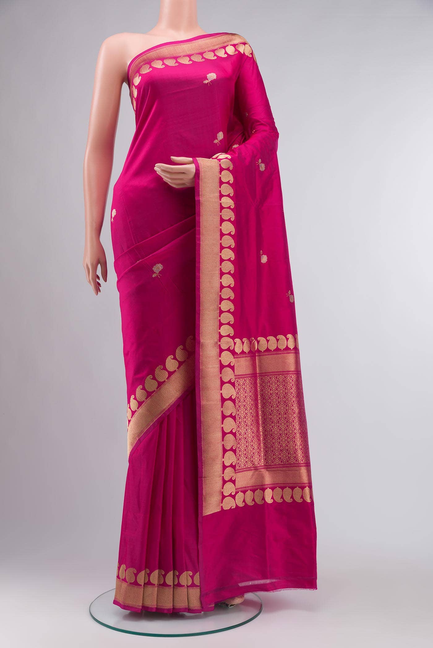 Dark Pink Banarasi Katan Silk Saree
