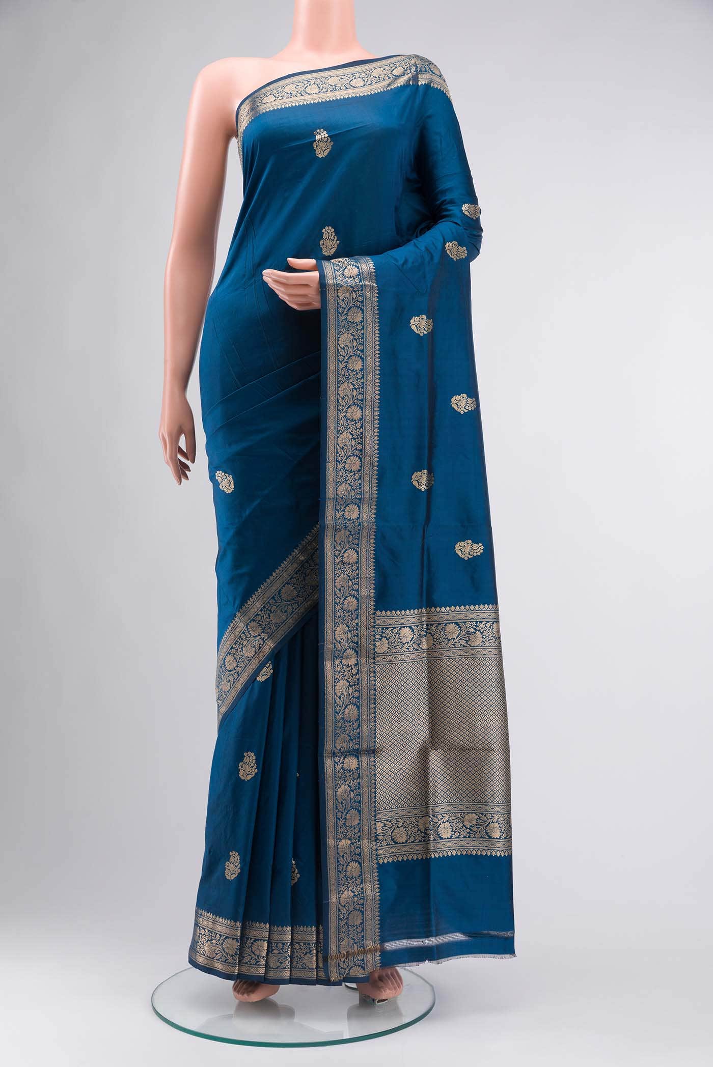 Blue Banarasi Katan Silk Saree