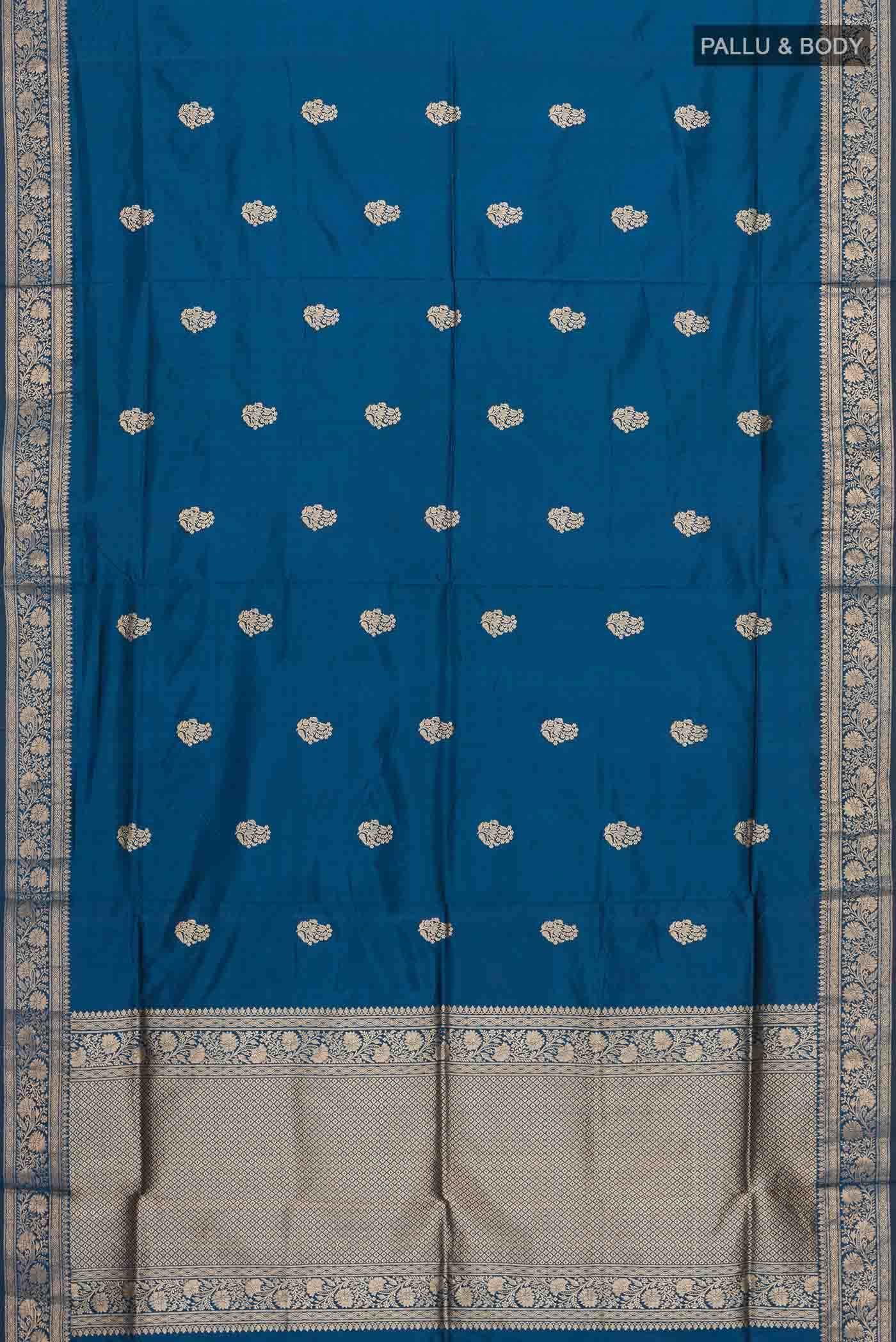 Blue Banarasi Katan Silk Saree