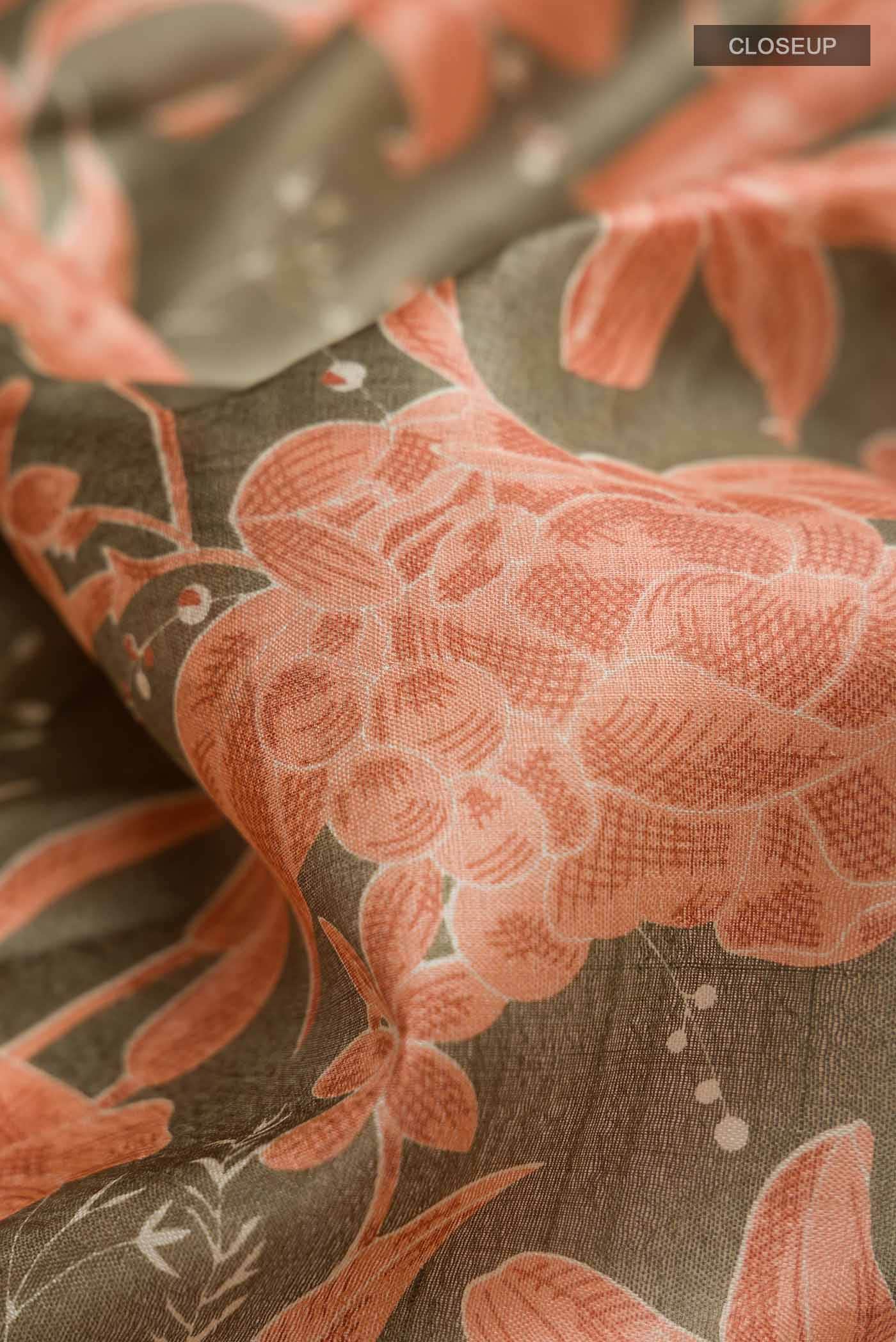 Olive Green Bhagalpuri Tussar Silk Saree