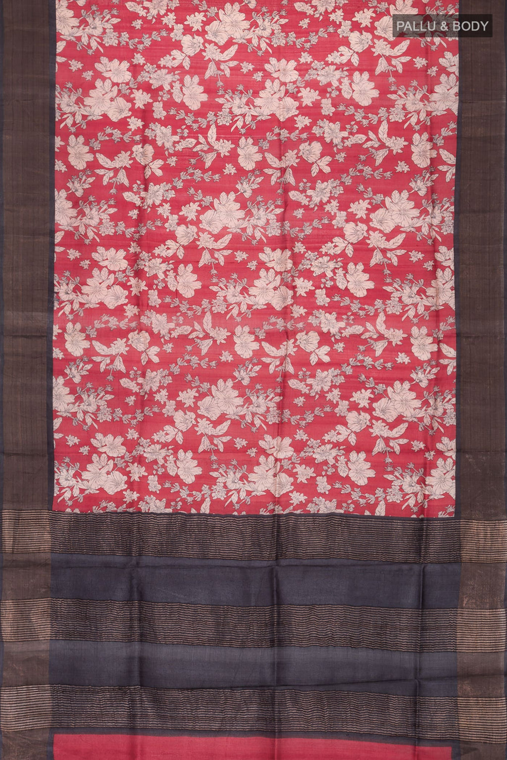 Red Bhagalpuri Tussar Silk Saree
