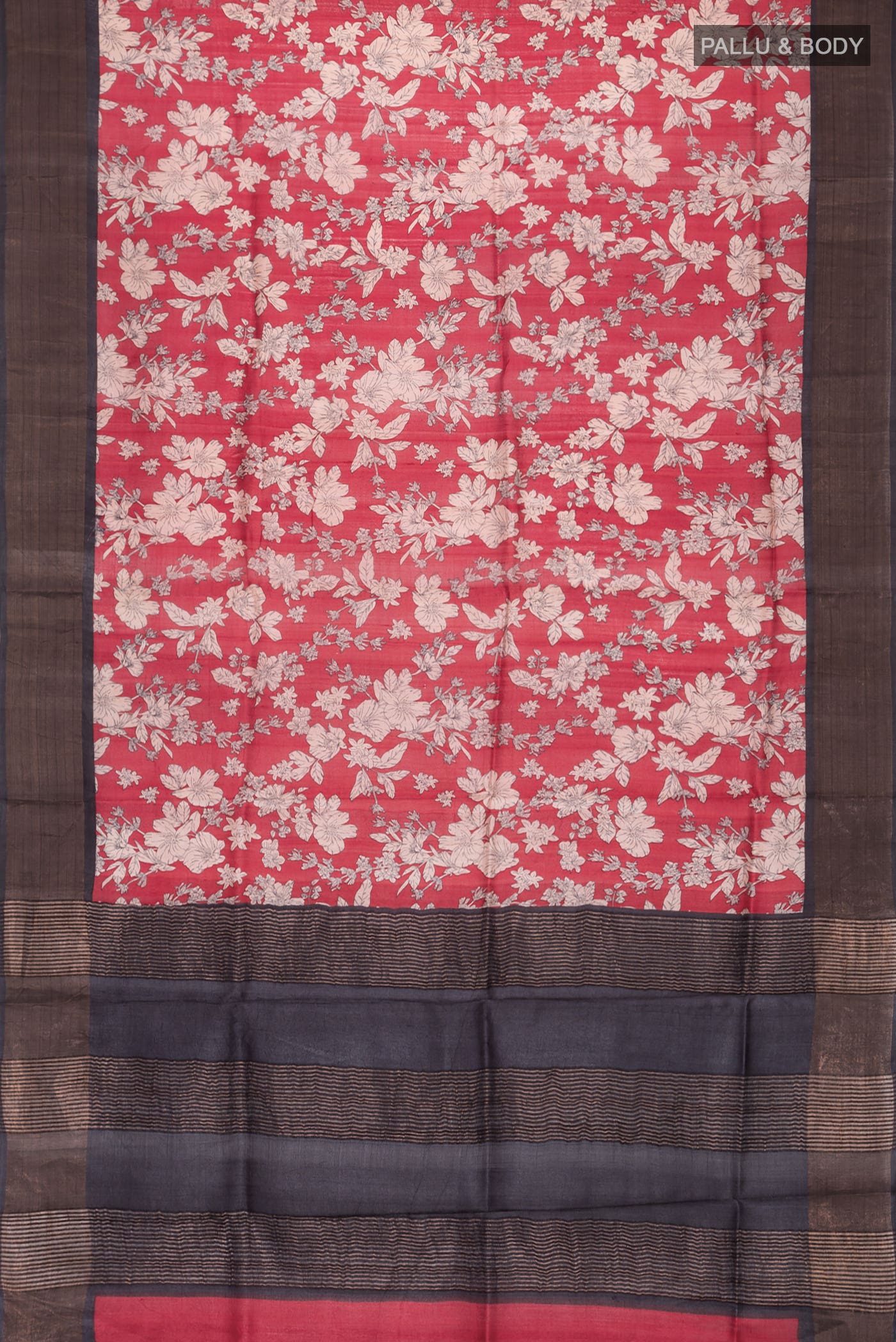 Red Bhagalpuri Tussar Silk Saree