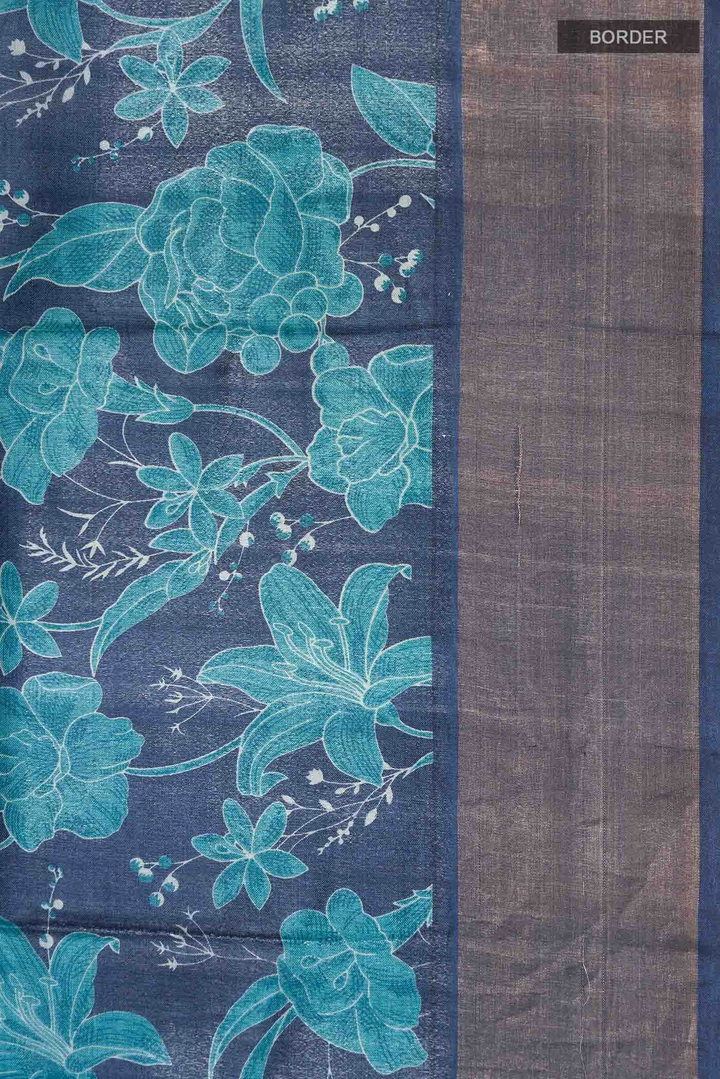 Blue Bhagalpuri Tussar Silk Saree