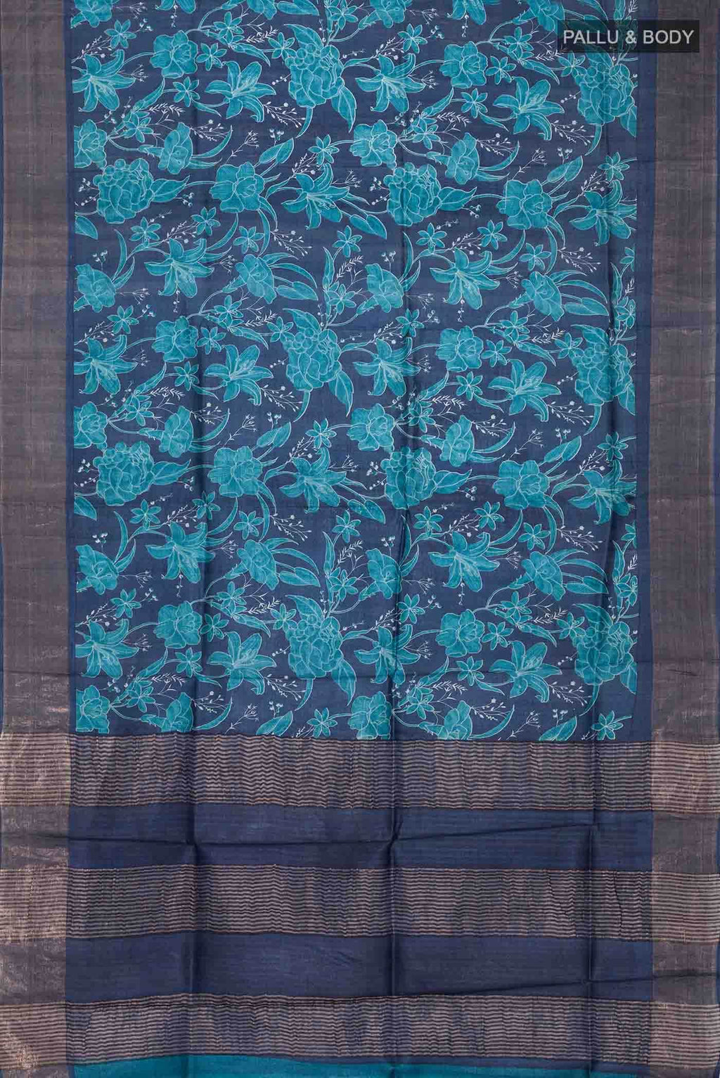 Blue Bhagalpuri Tussar Silk Saree