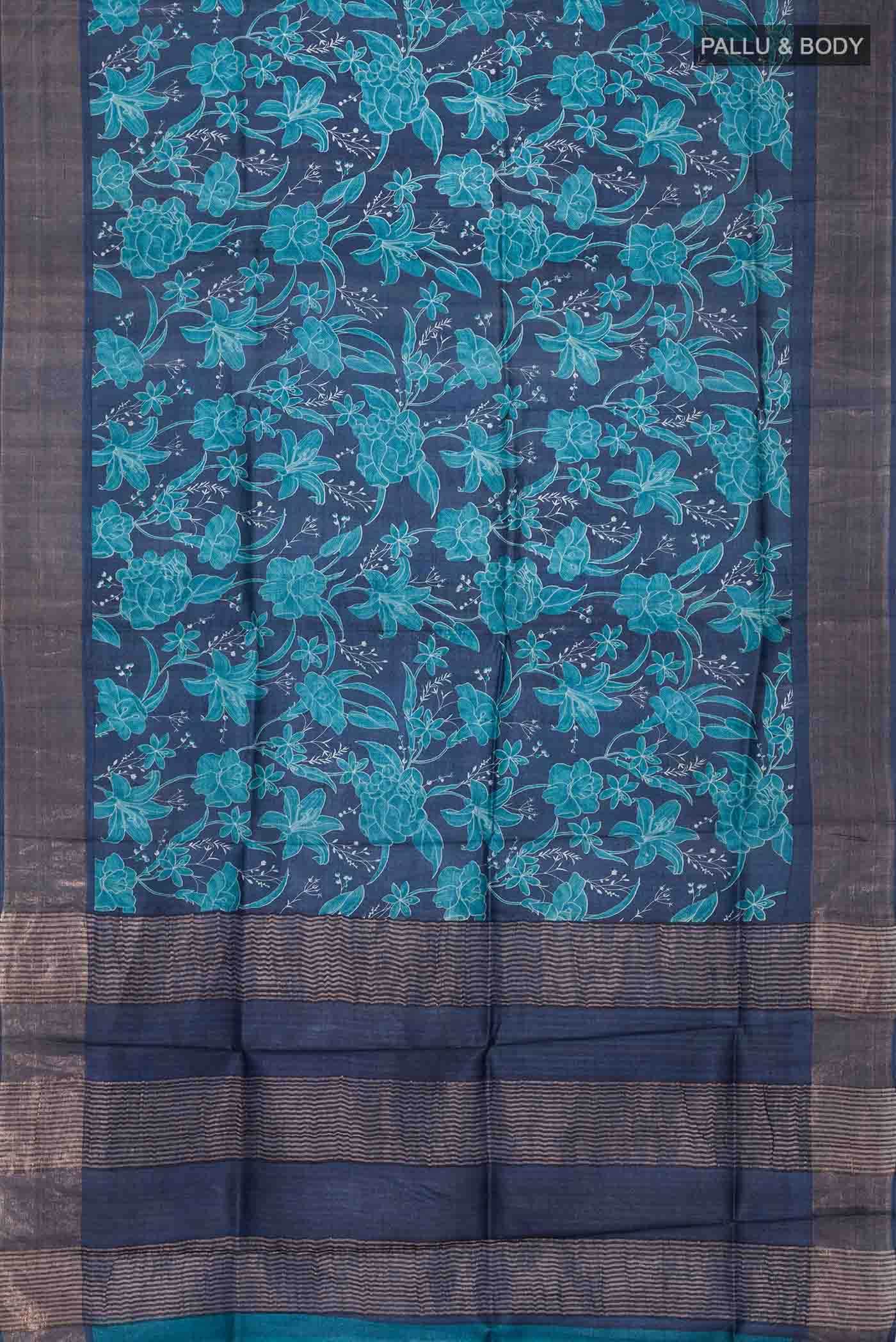Blue Bhagalpuri Tussar Silk Saree