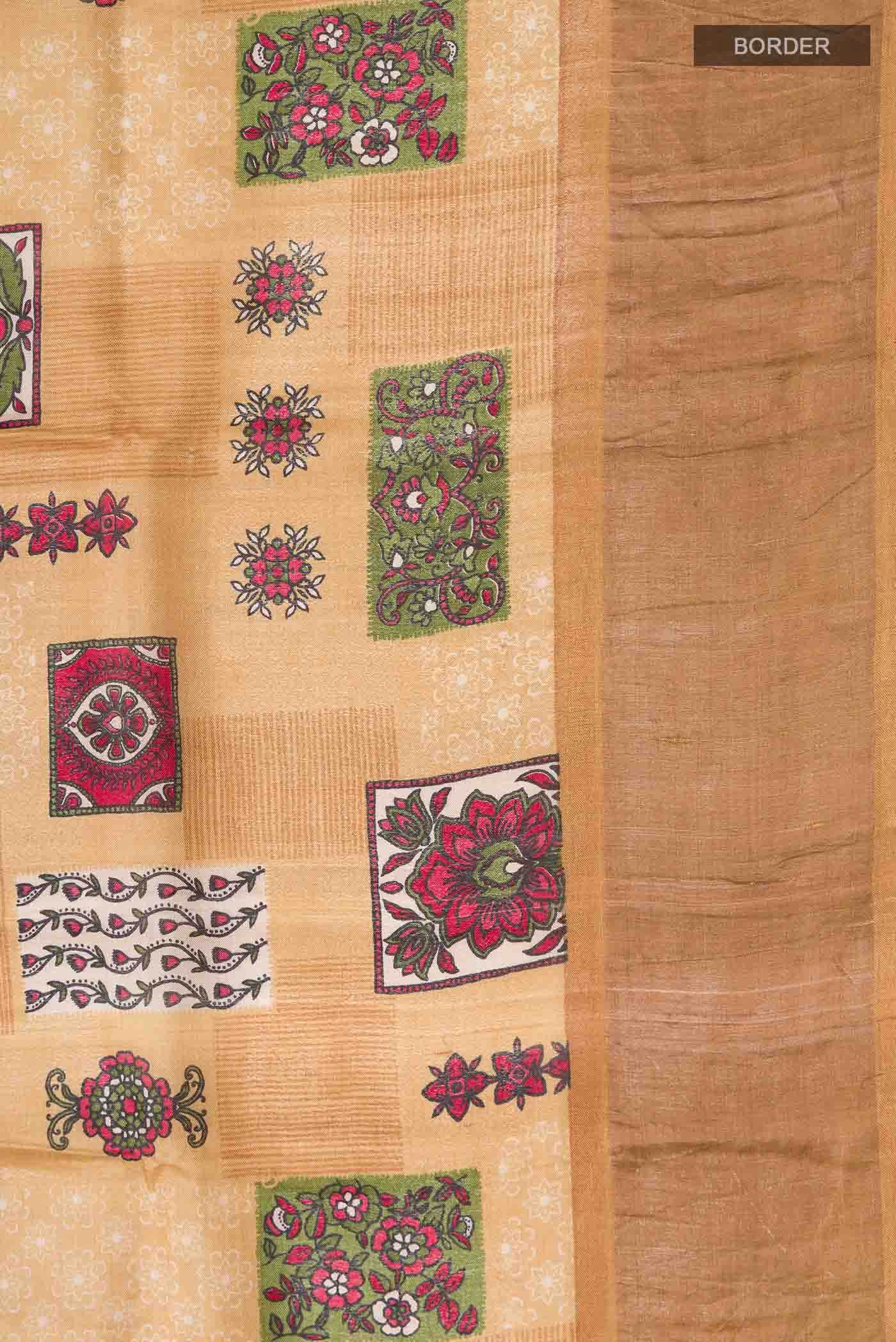 Mustard Bhagalpuri Tussar Silk Saree