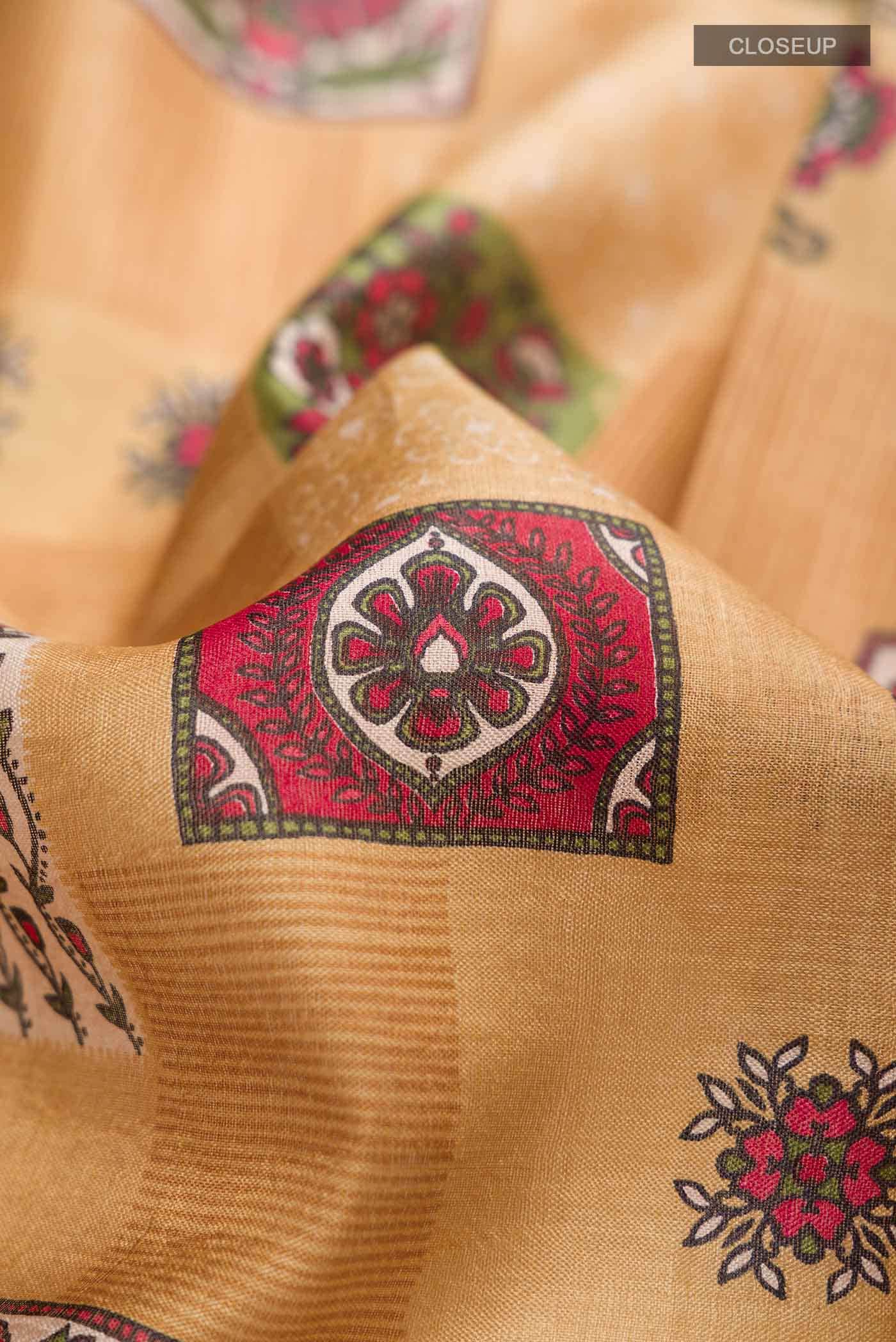 Mustard Bhagalpuri Tussar Silk Saree