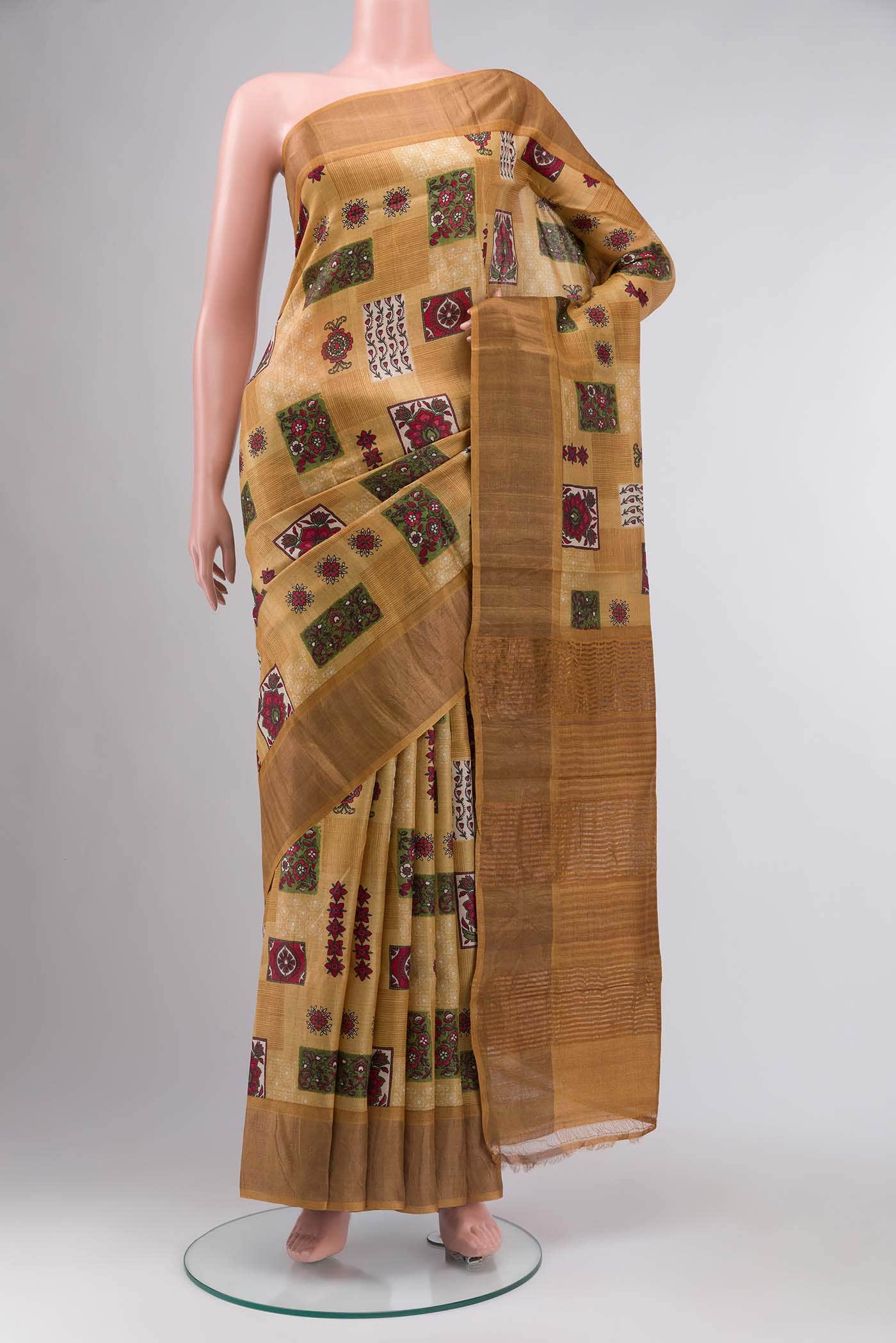 Mustard Bhagalpuri Tussar Silk Saree