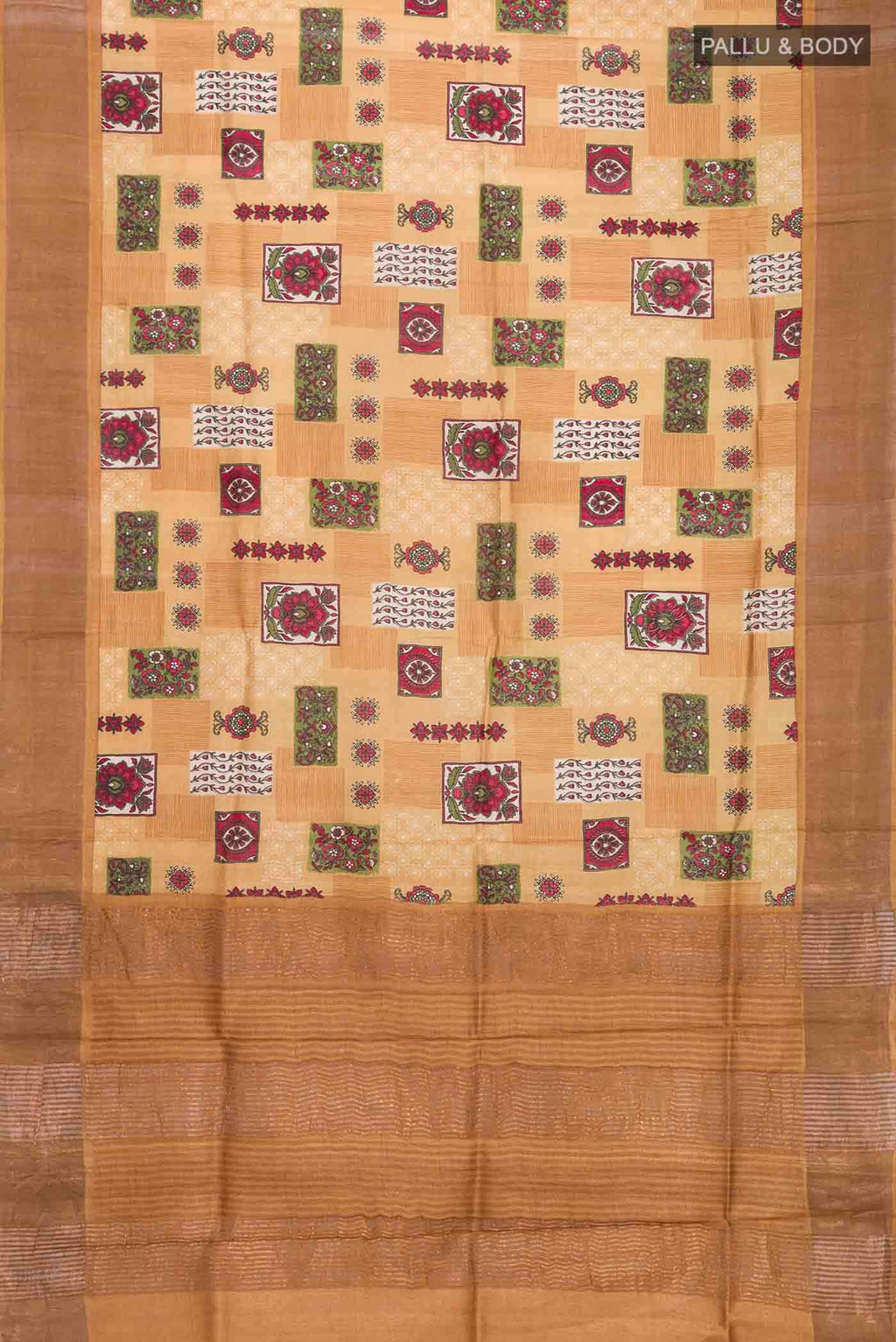 Mustard Bhagalpuri Tussar Silk Saree