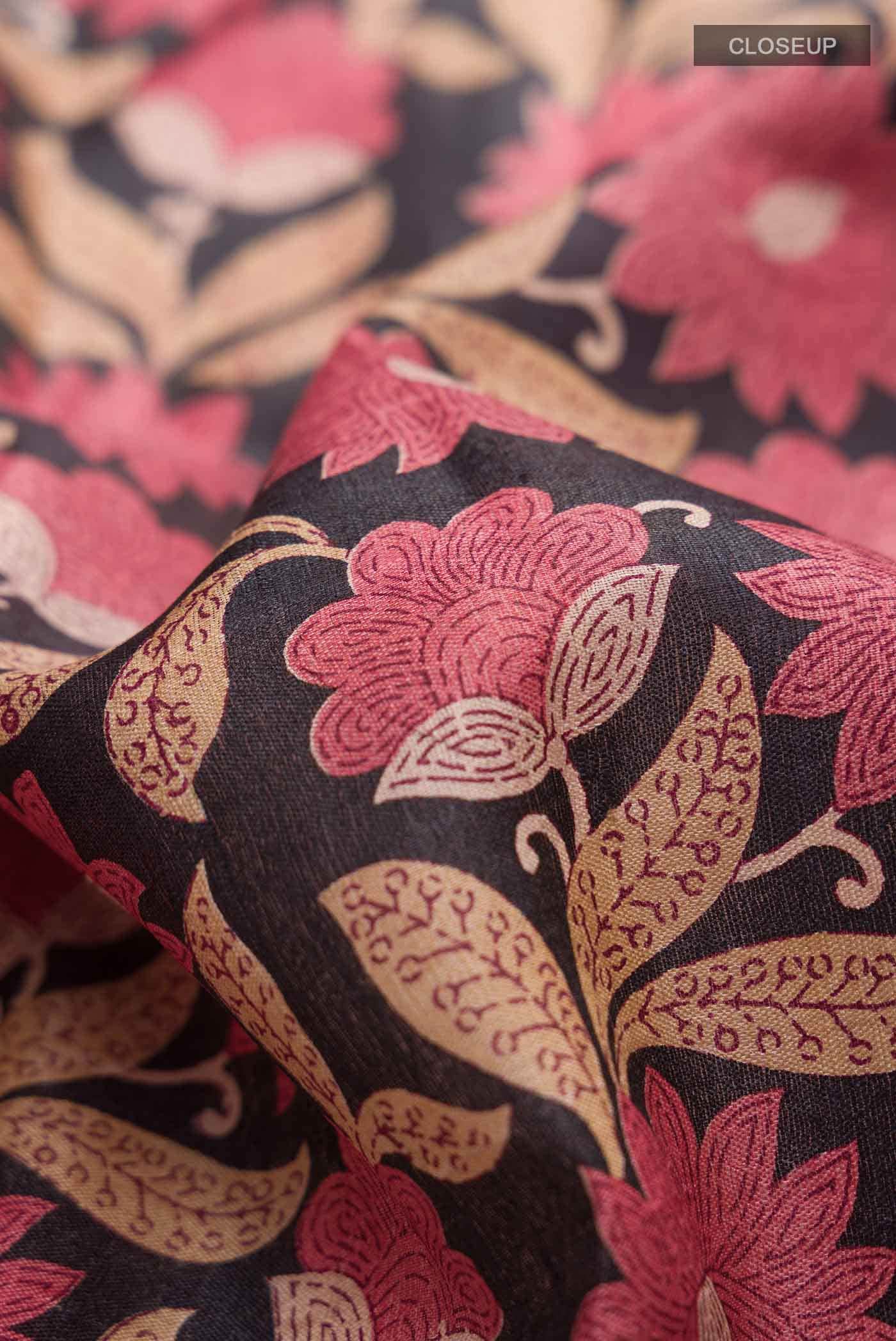 Black Bhagalpuri Tussar Silk Saree