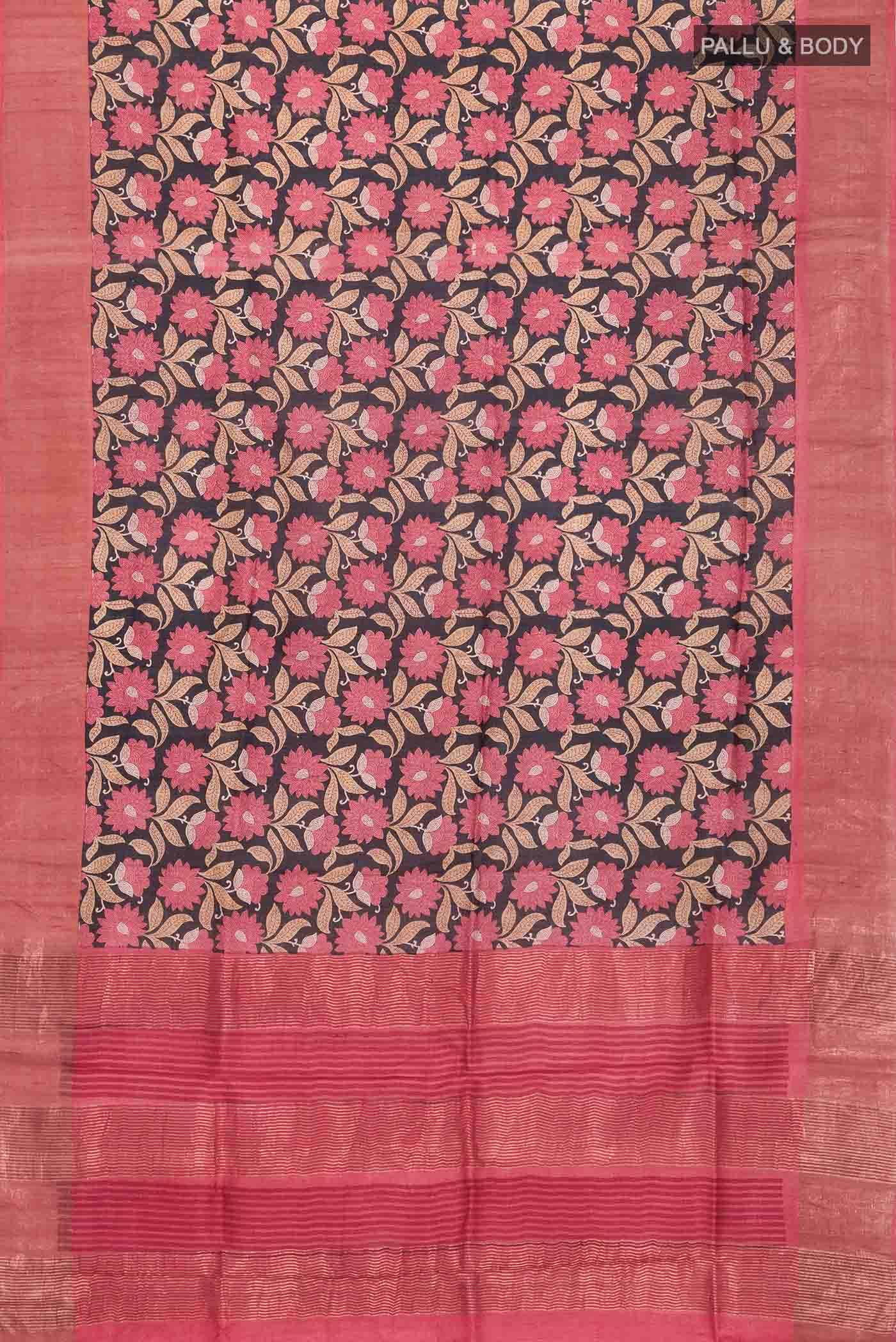 Black Bhagalpuri Tussar Silk Saree