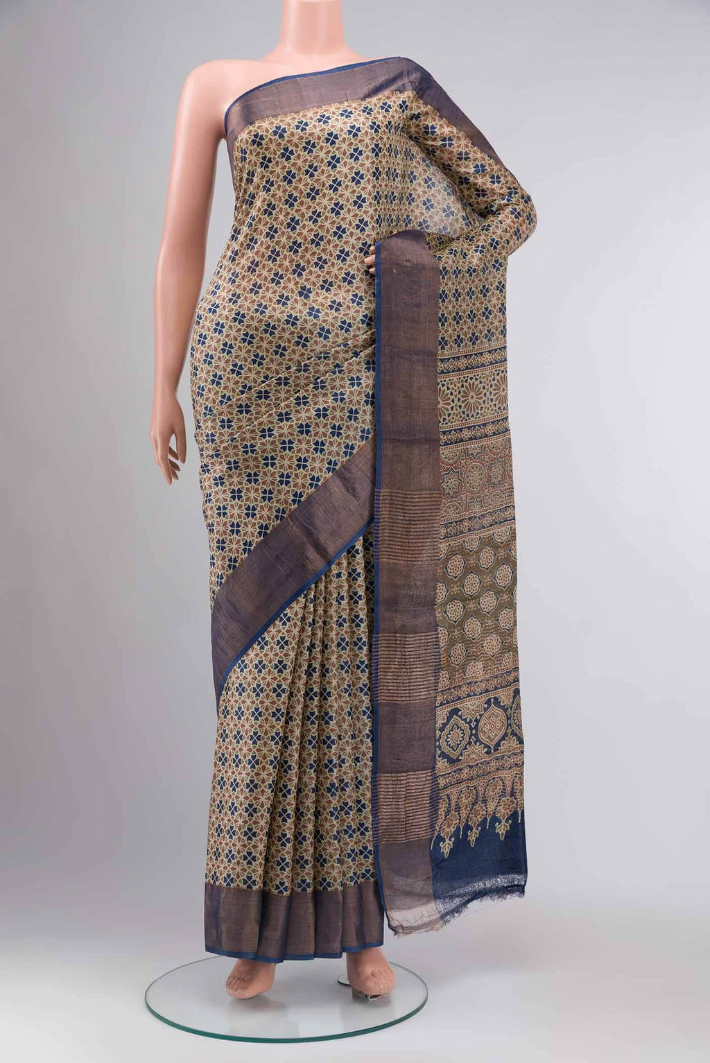 Green Bhagalpuri Tussar Silk Saree