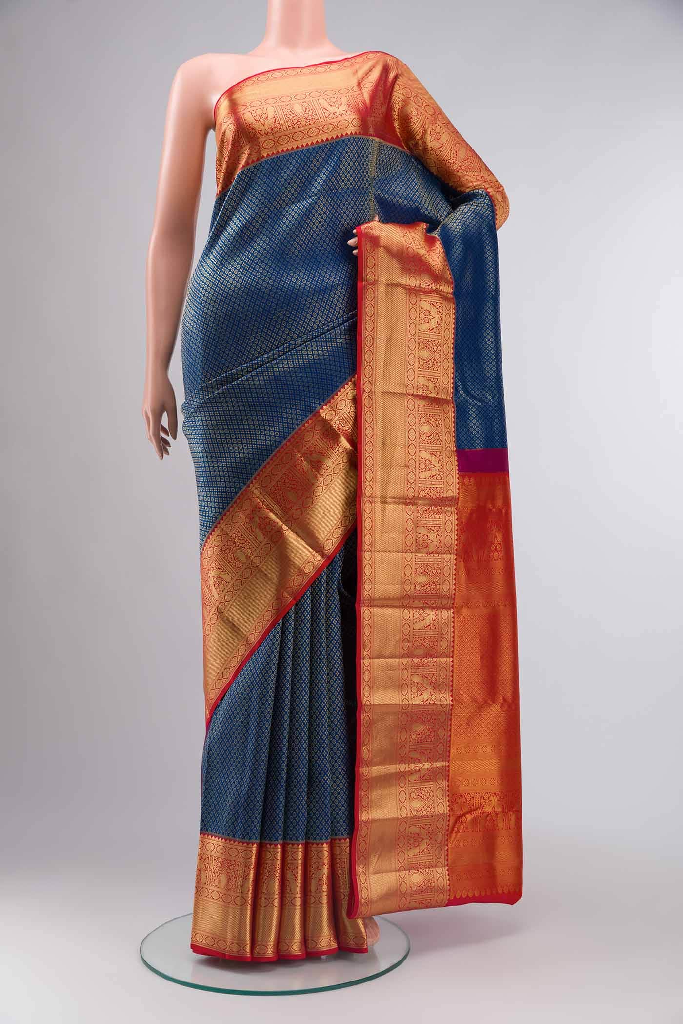 Blue Kanchipuram Silk Saree