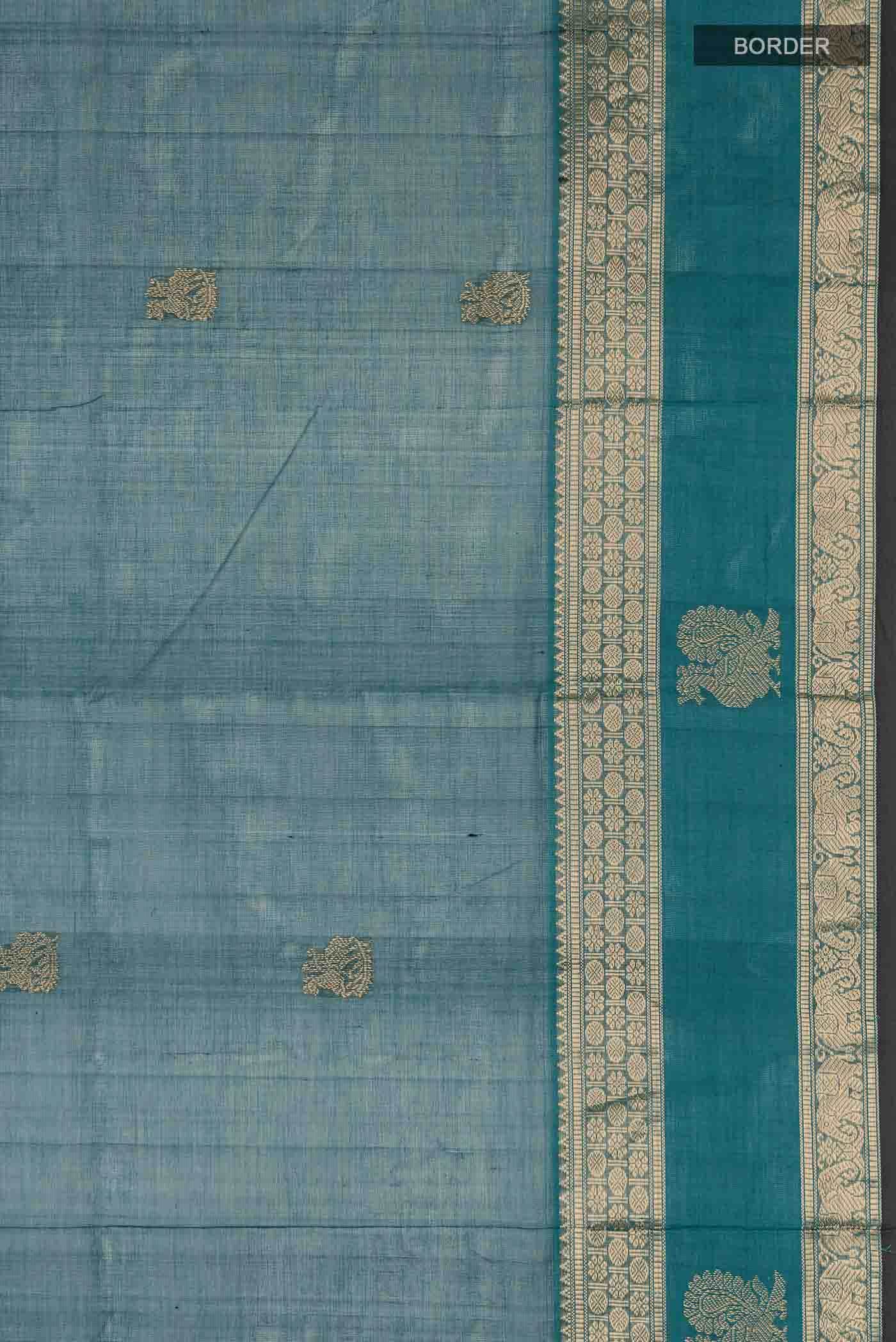 Teal Silk Cotton Saree