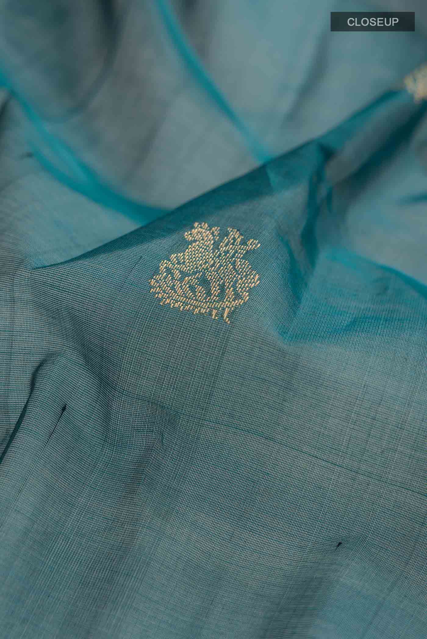 Teal Silk Cotton Saree