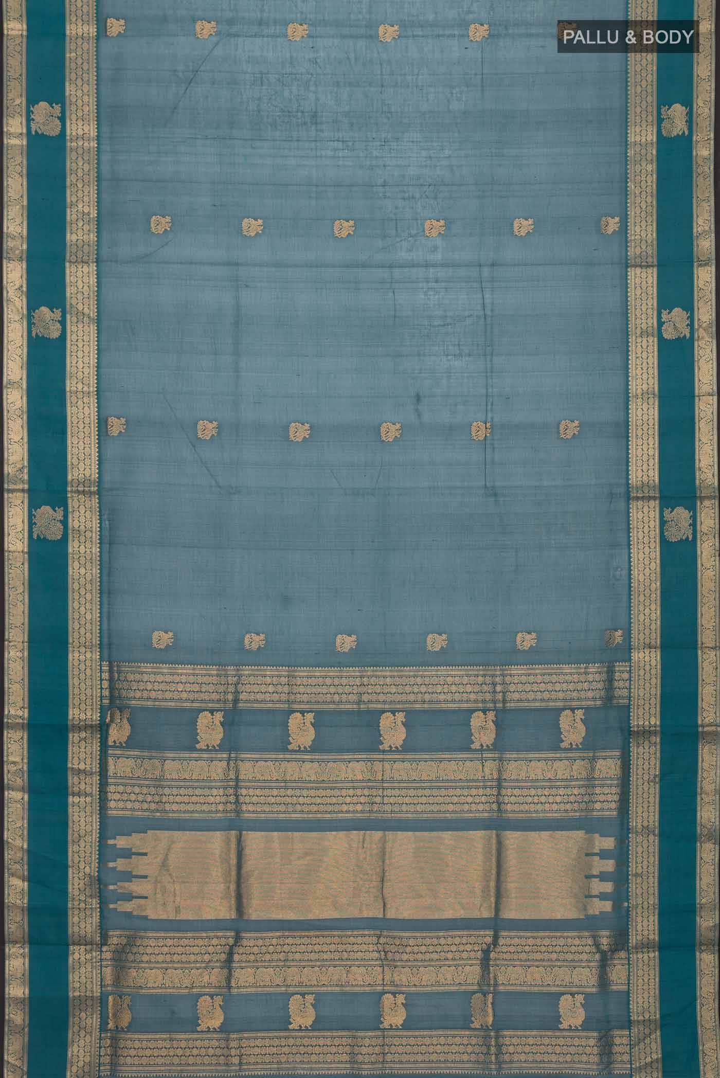 Teal Silk Cotton Saree