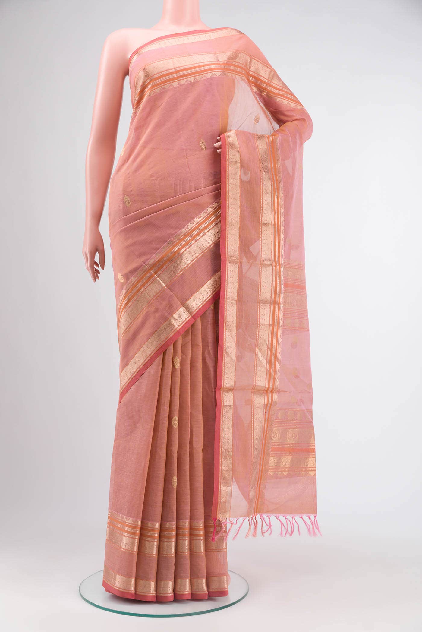 Peach Silk Cotton Saree