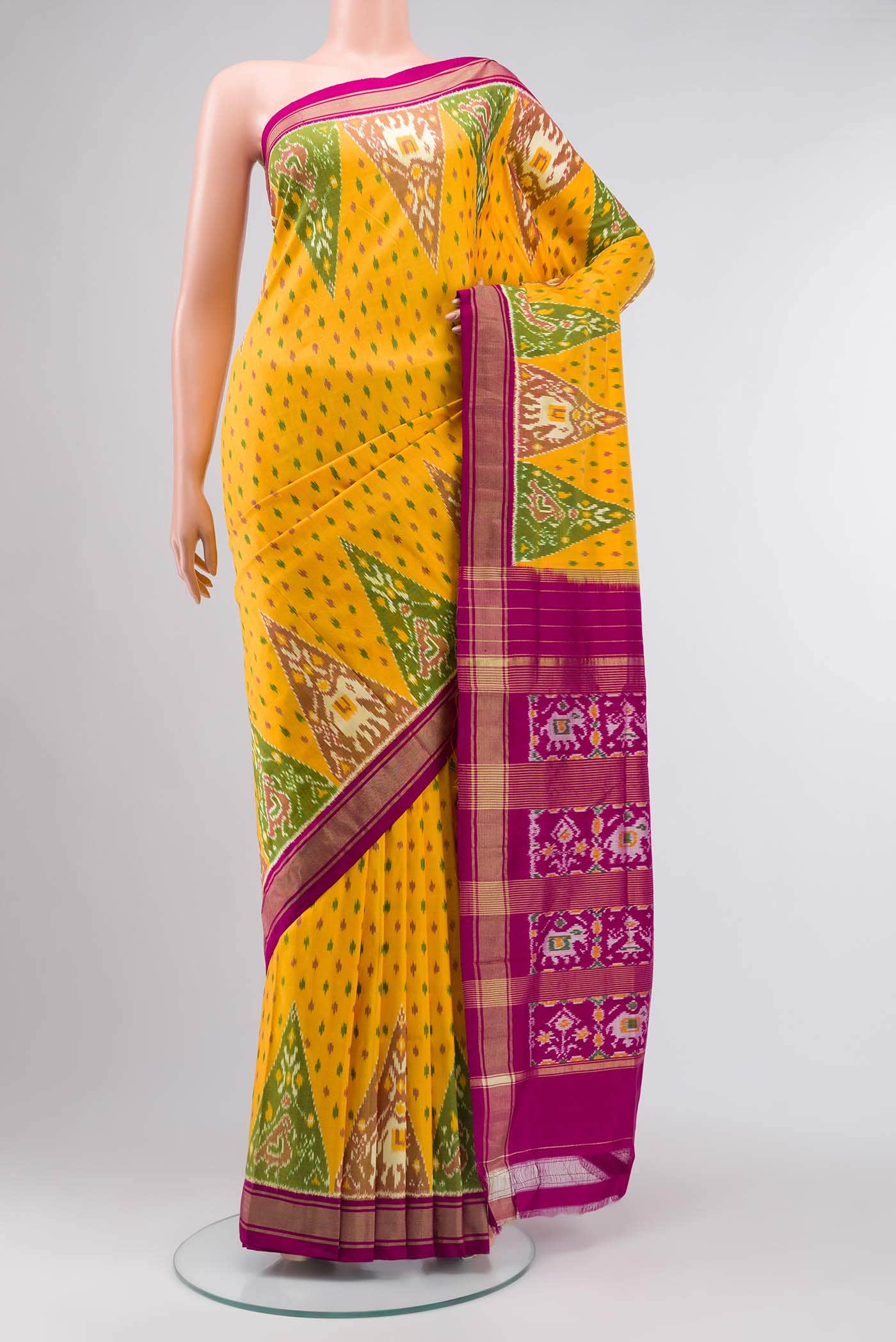 Yellow Pochampally Silk Saree