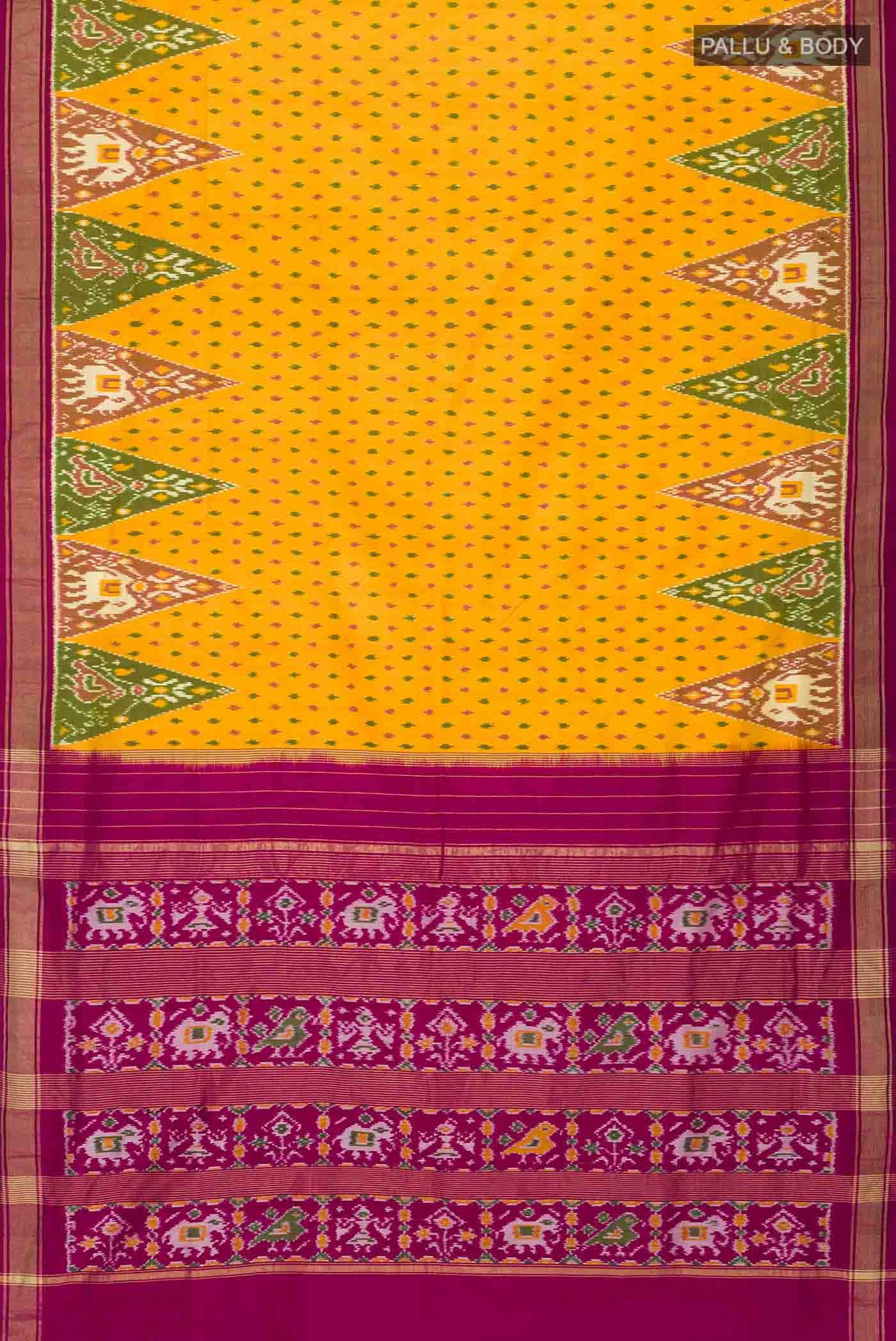 Yellow Pochampally Silk Saree