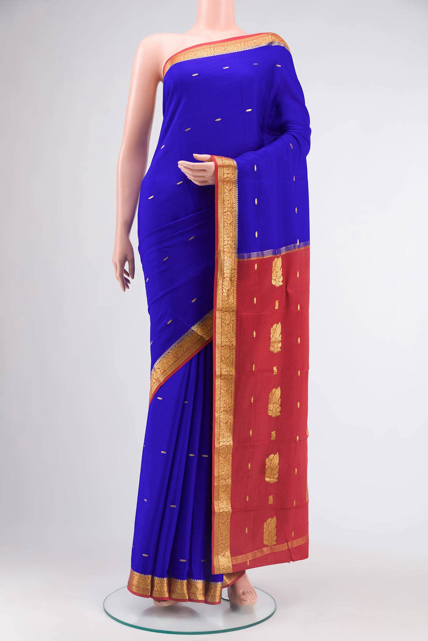 Blue Mysore Crepe Saree