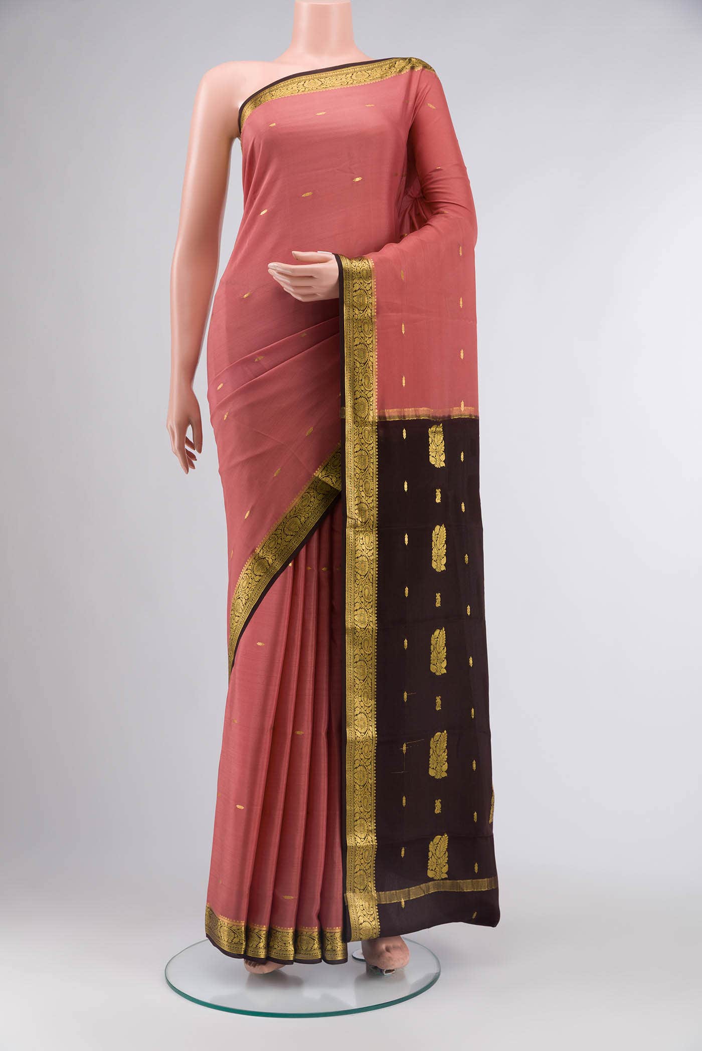 Peach Crepe Saree