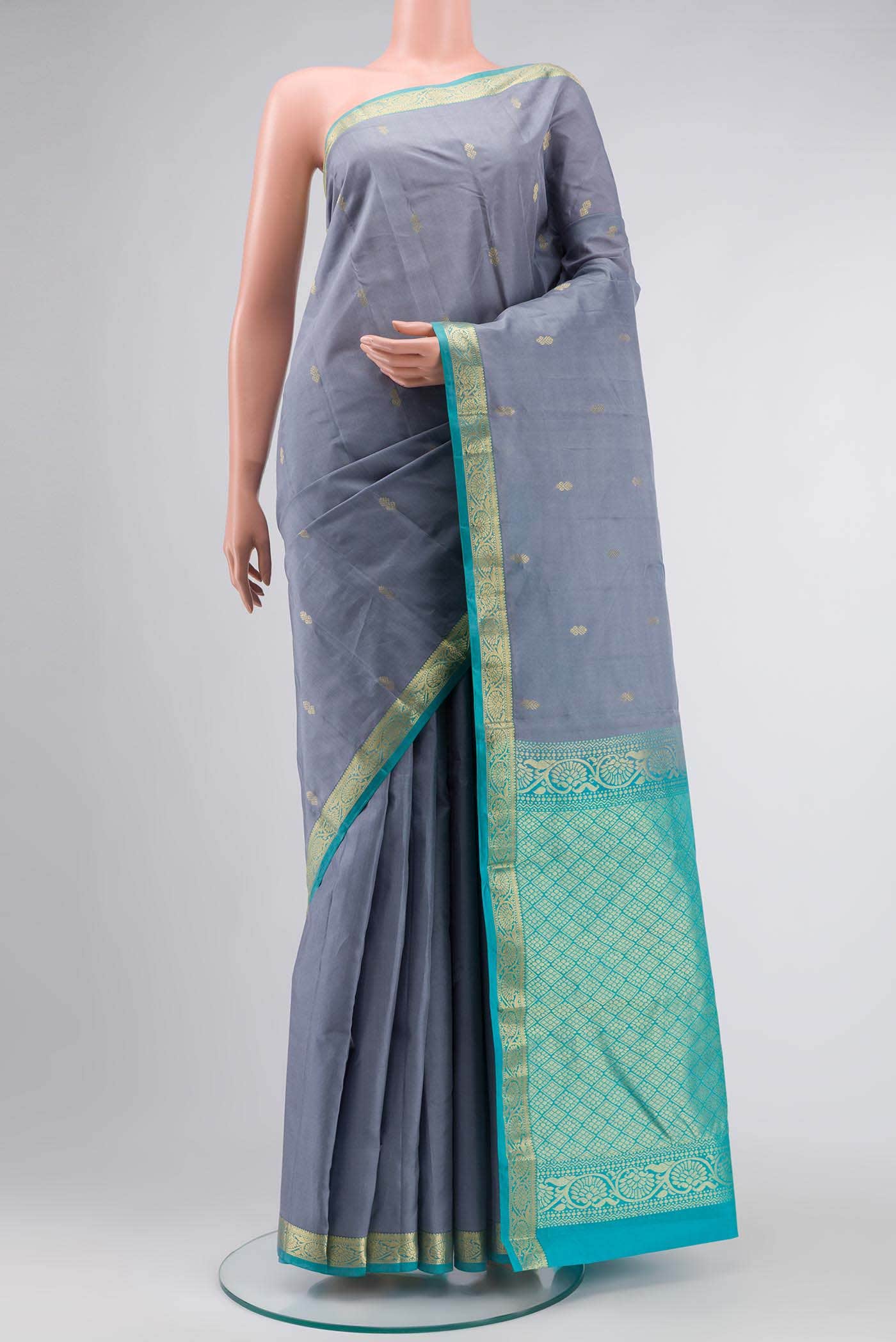 Grey Kanchipuram Silk Saree