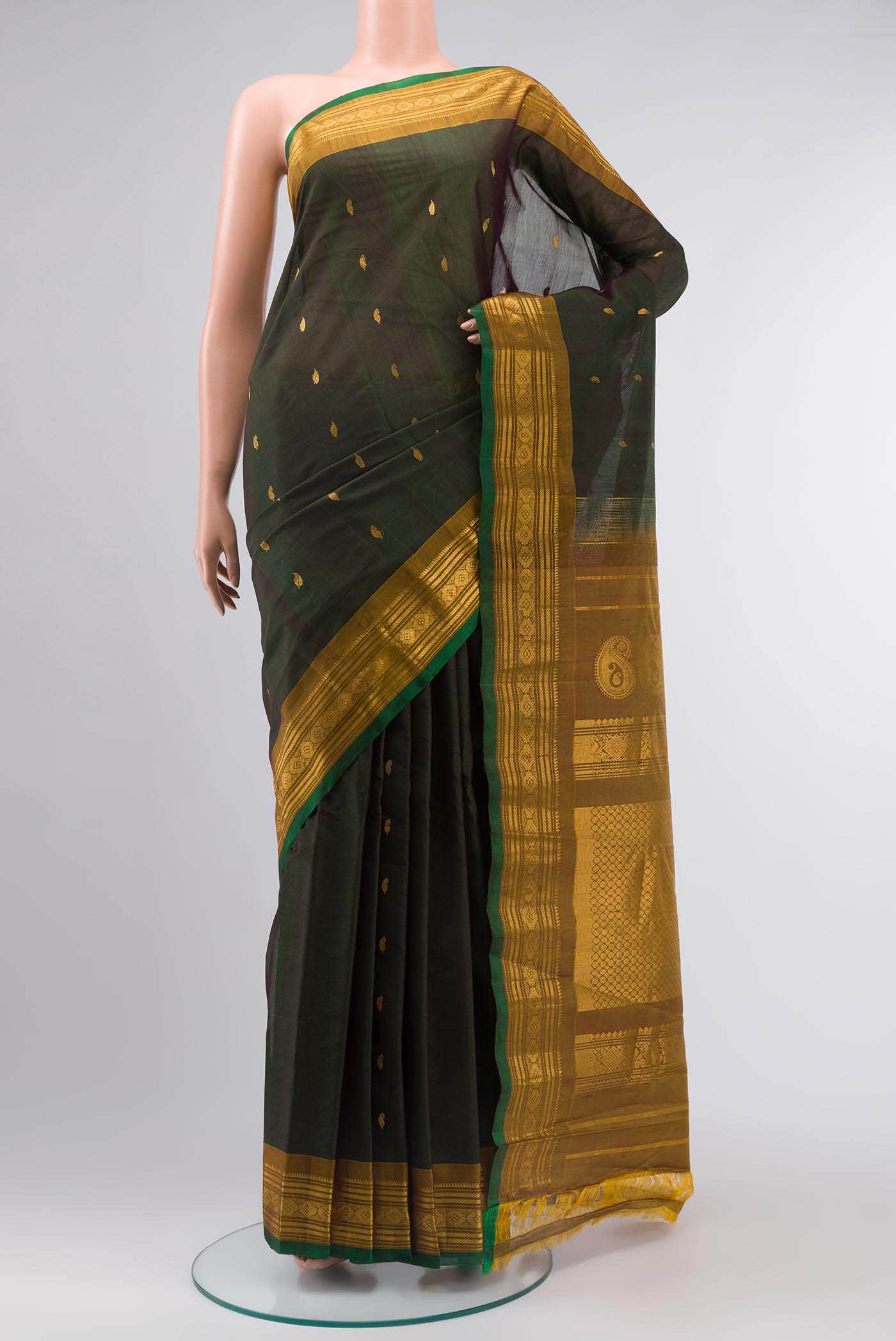 Green Gadwal Silk Cotton Saree